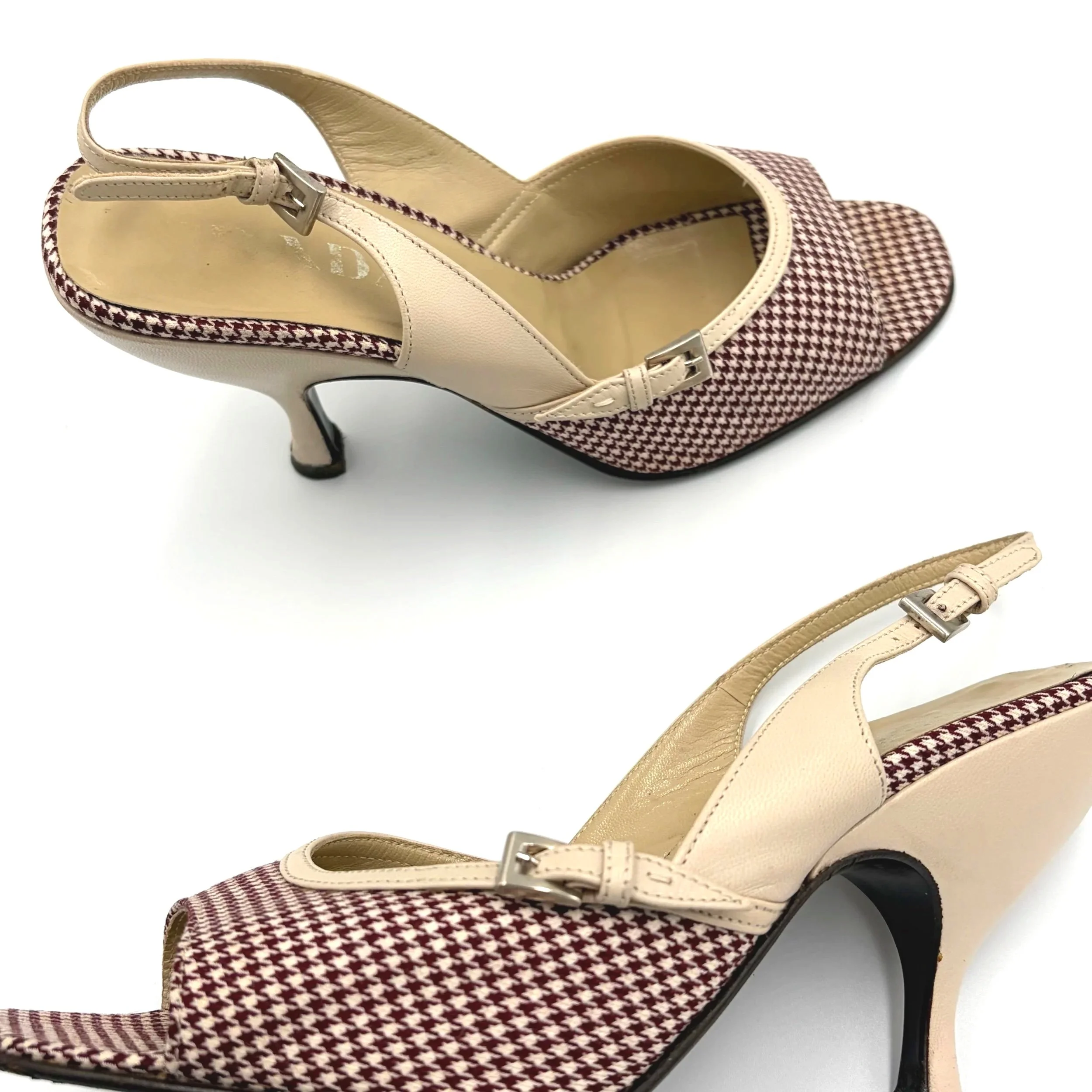 Prada 97' Houndstooth Burgundy Heel (37.5), image 4