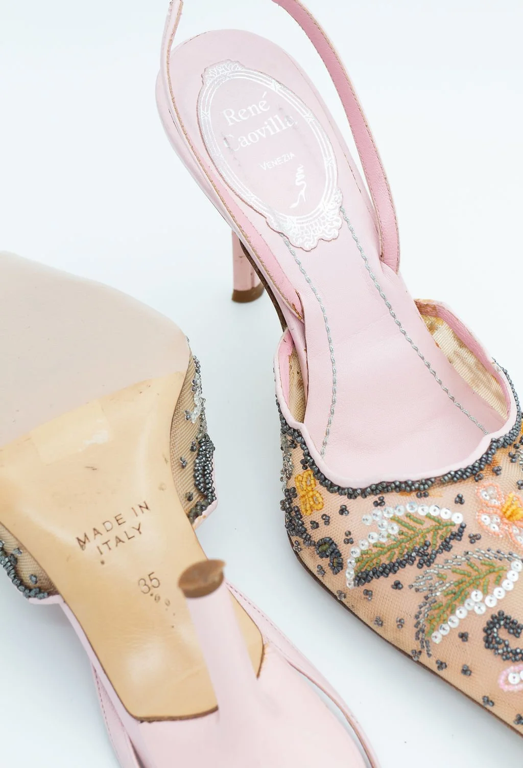 Rene Caovilla Beaded Pink Mules (35), image 6