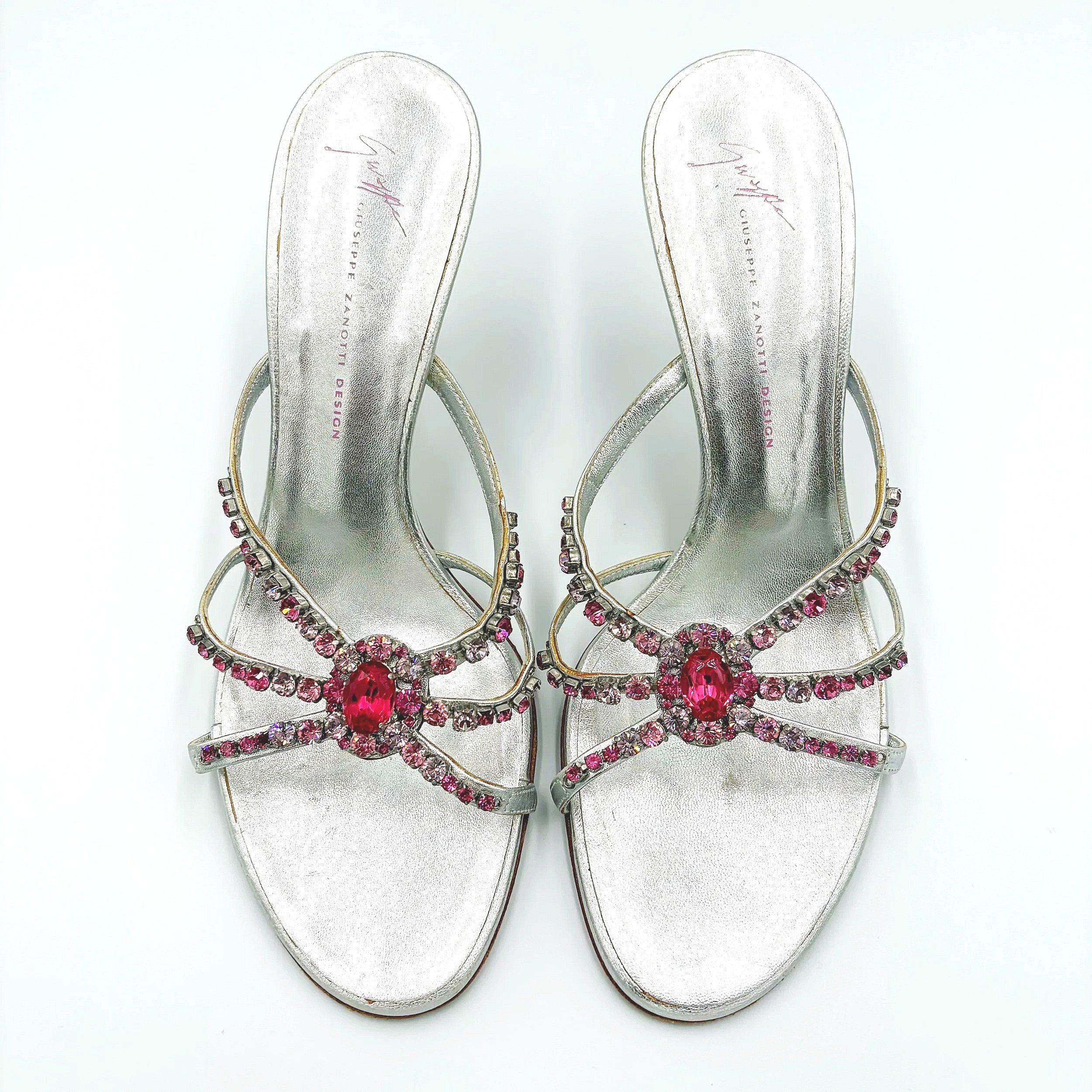 Giuseppe Zanotti Crystal Embellished Silver Mules (39), image 2
