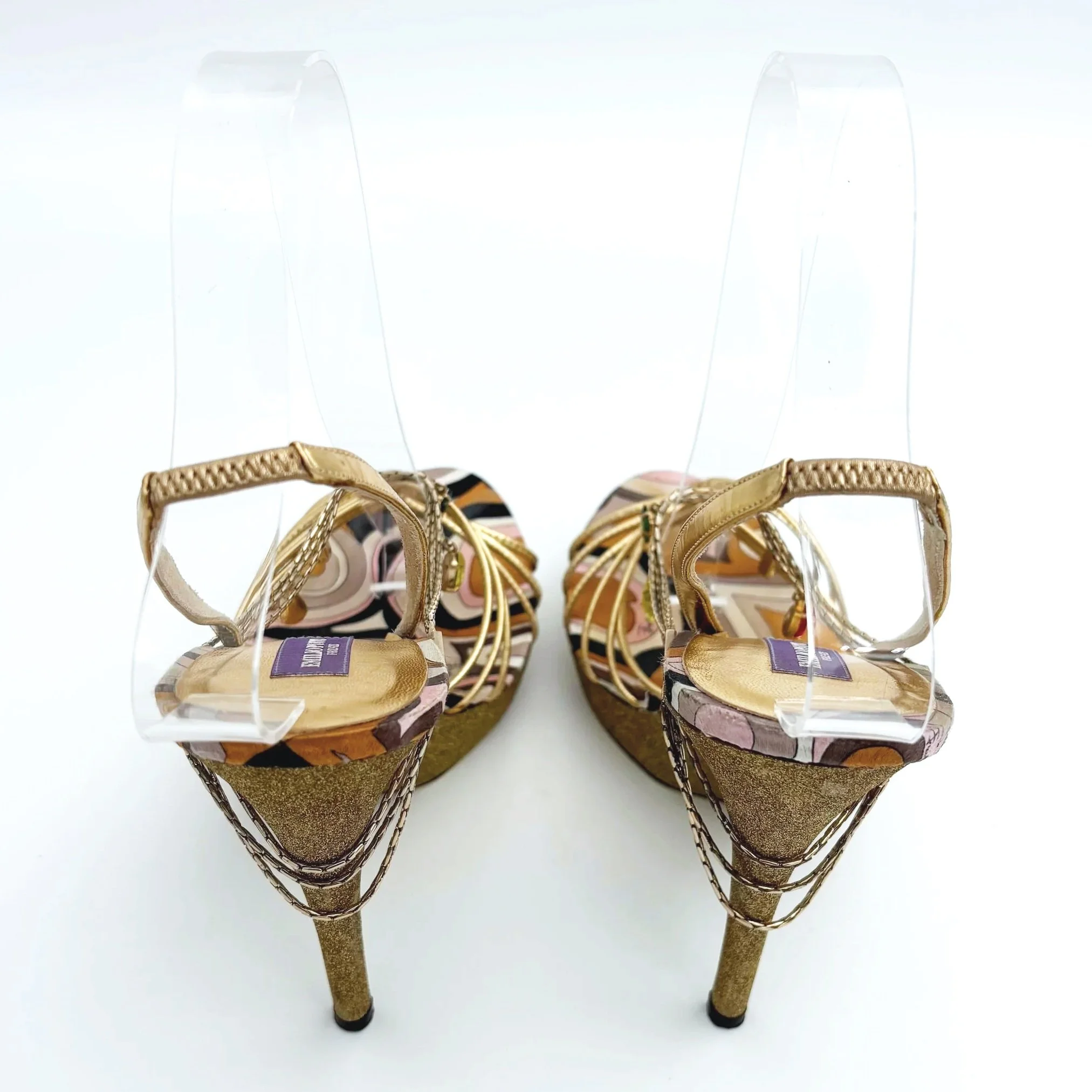 RARE Emilio Pucci Shimmer Gemstone Chain Heels (40), image 5