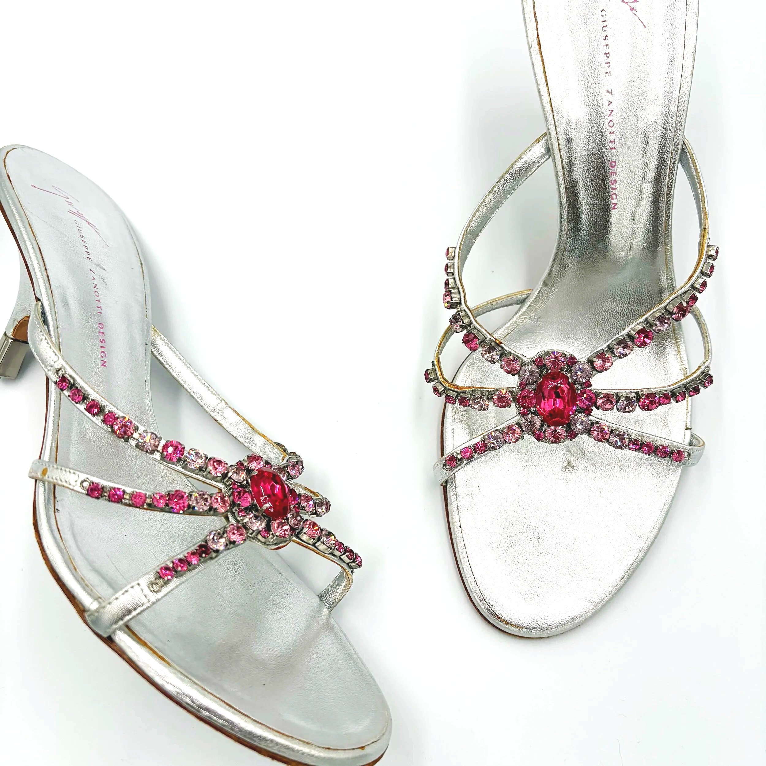 Giuseppe Zanotti Crystal Embellished Silver Mules (39), image 3