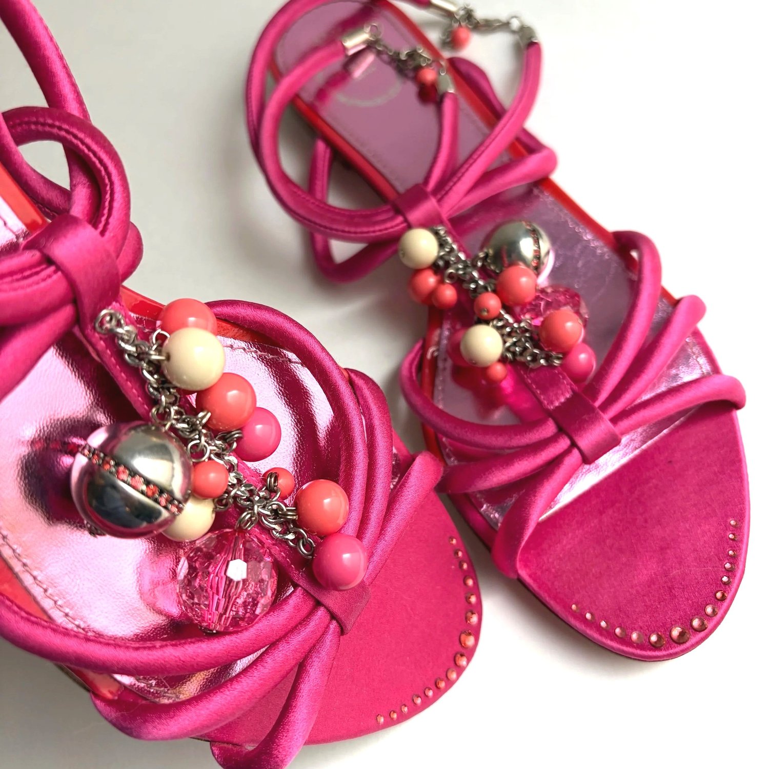 Emilio Pucci Pink Satin Charmed Sandals (40)