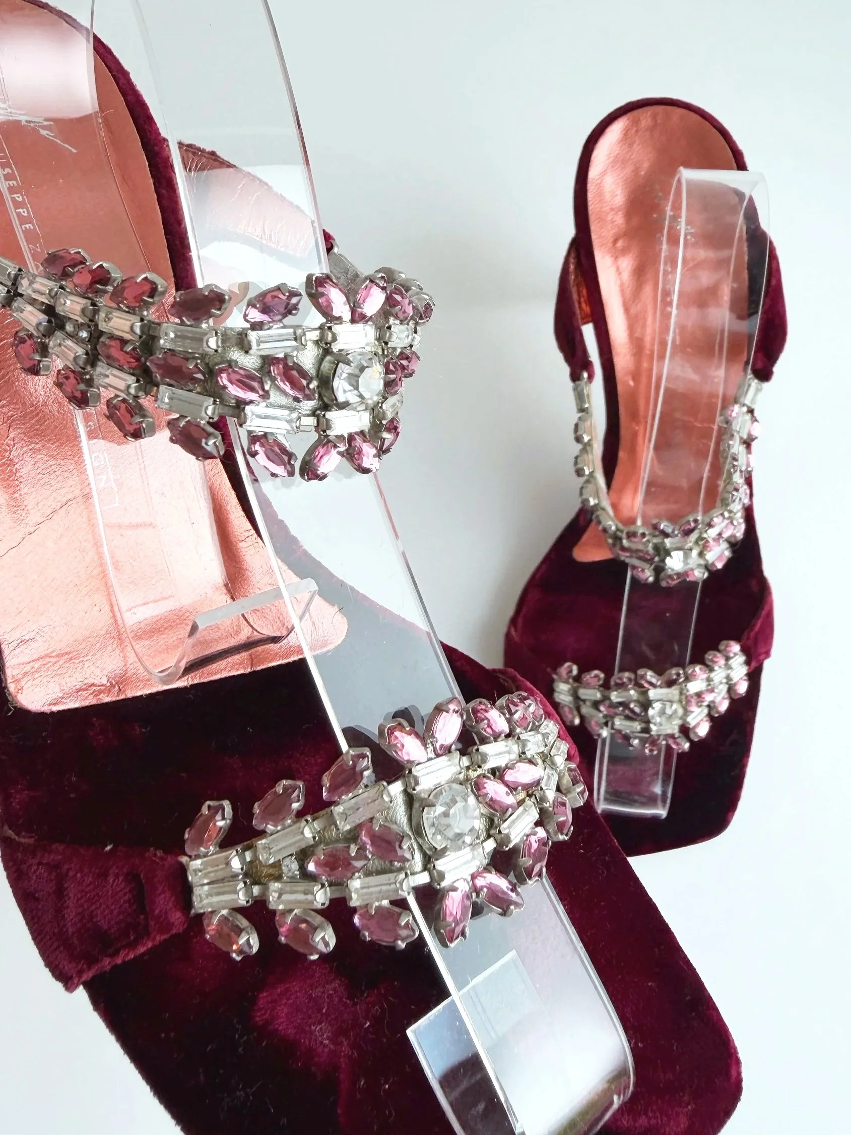 Pink Rhinestoned Velvet Giuseppe Zanotti Heels (37.5) — image 6