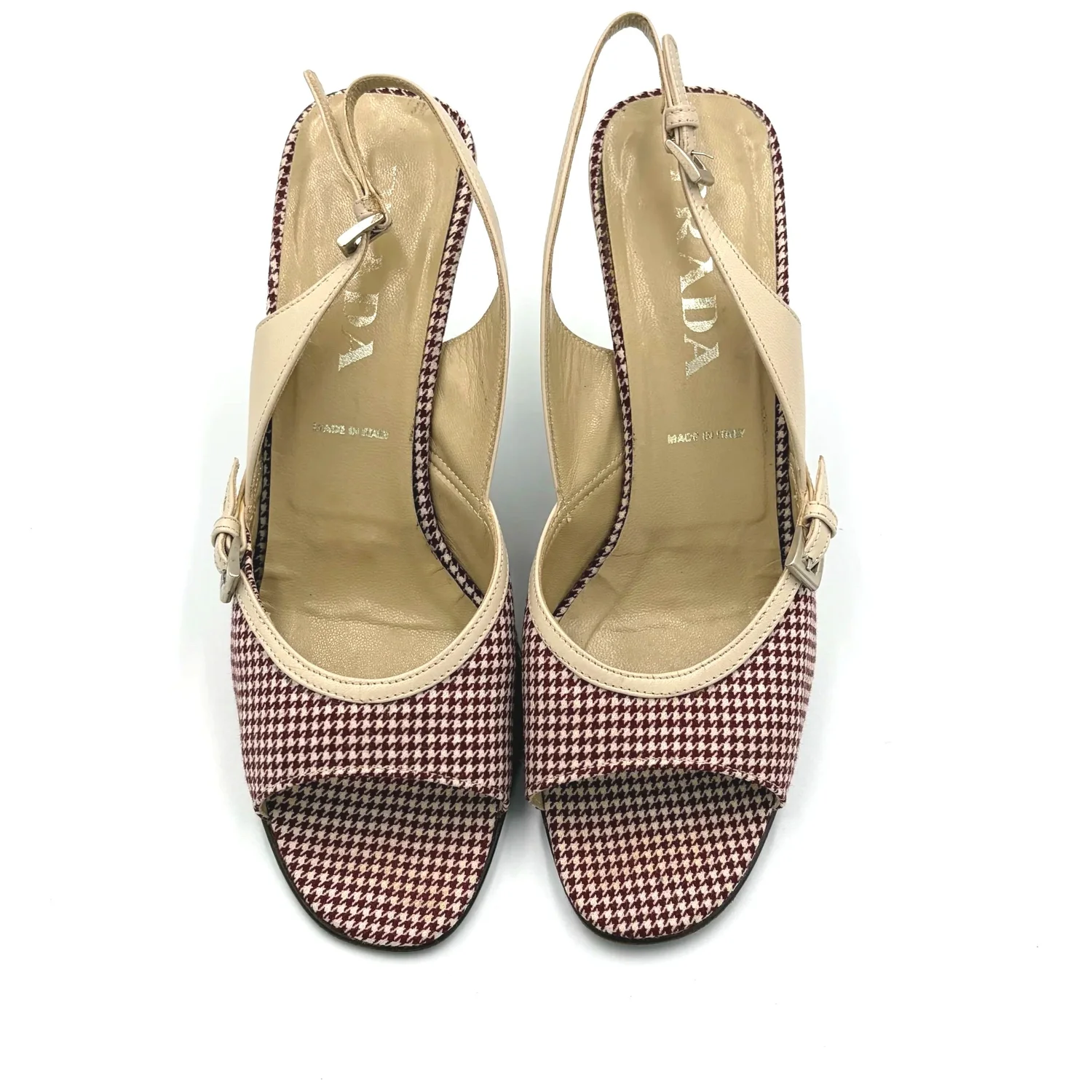 Prada 97' Houndstooth Burgundy Heel (37.5)