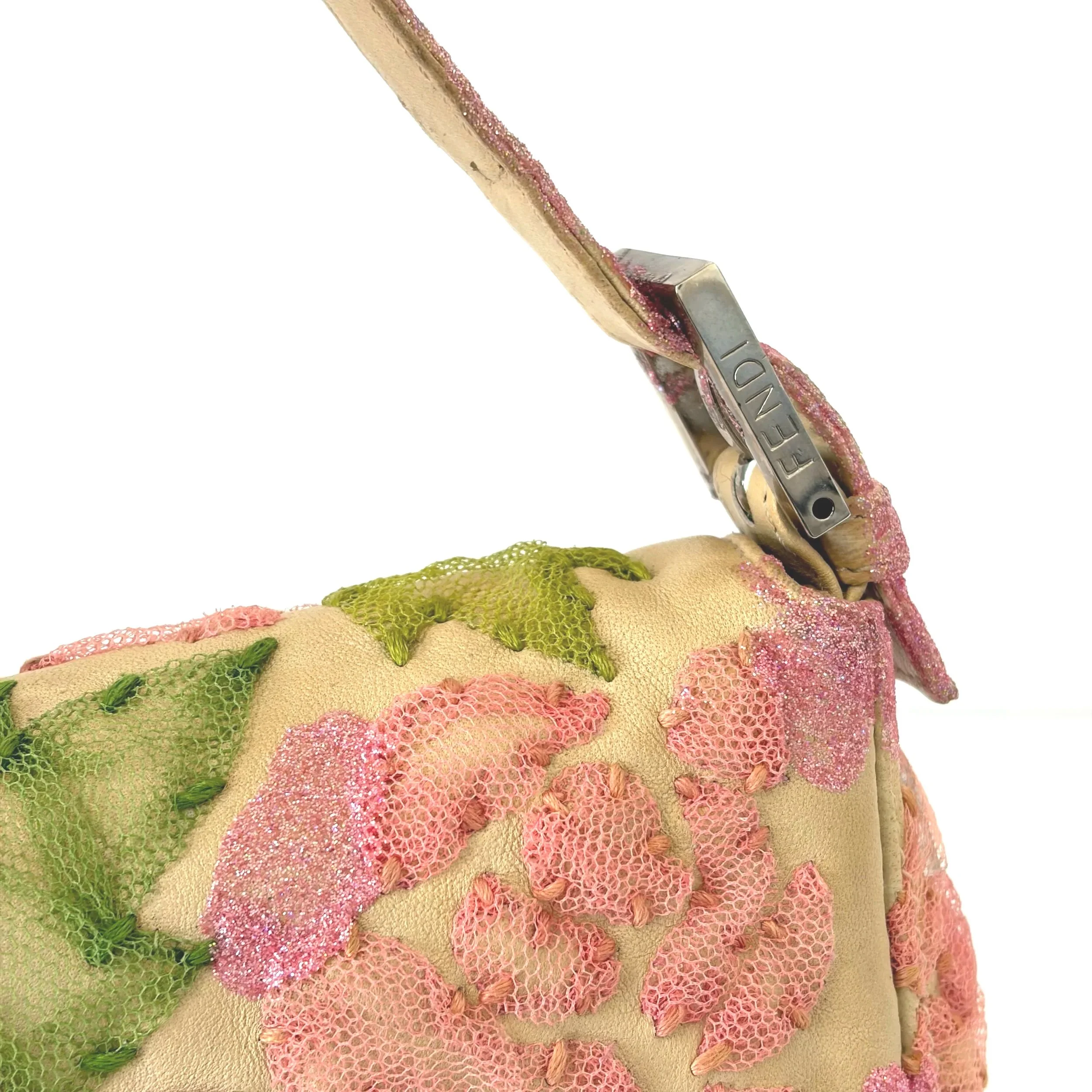 Rare Glittery Pink Floral Lace Fendi Baguette — image 8