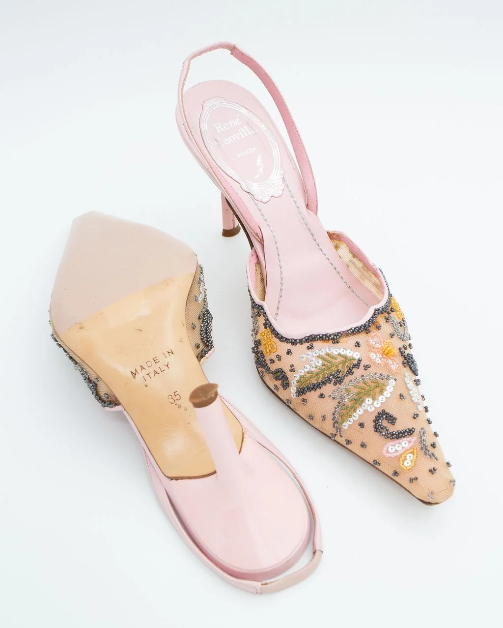 Rene Caovilla Beaded Pink Mules (35), image 5