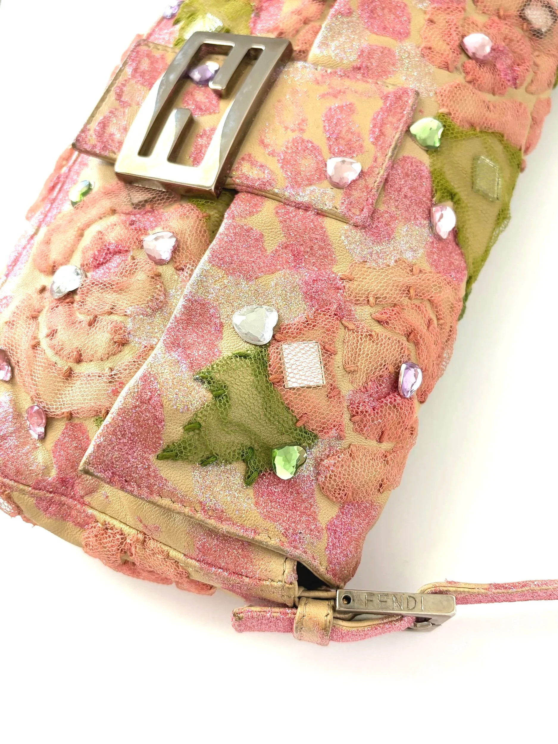 Rare Glittery Pink Floral Lace Fendi Baguette — image 3