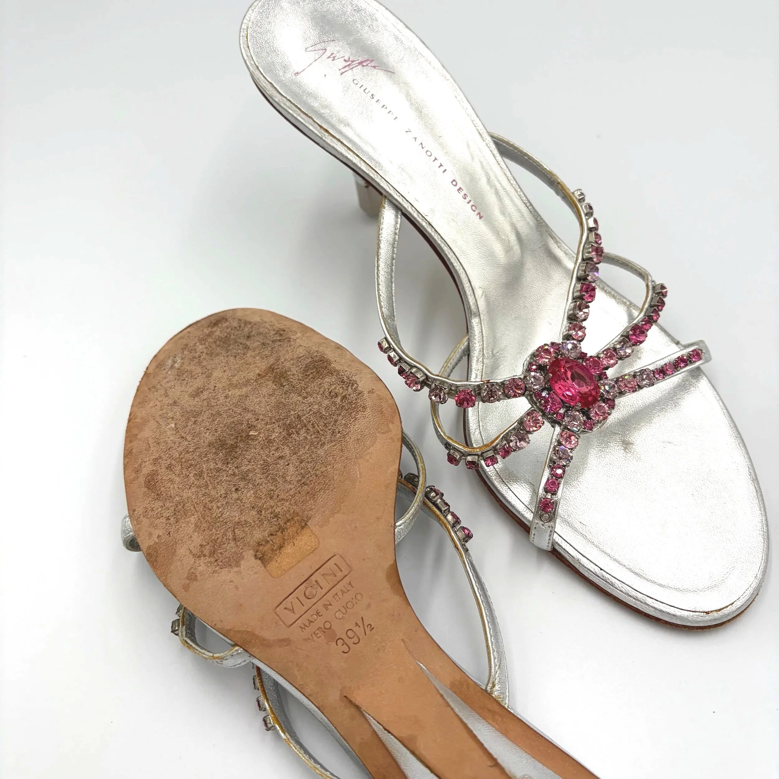 Giuseppe Zanotti Crystal Embellished Silver Mules (39), image 4