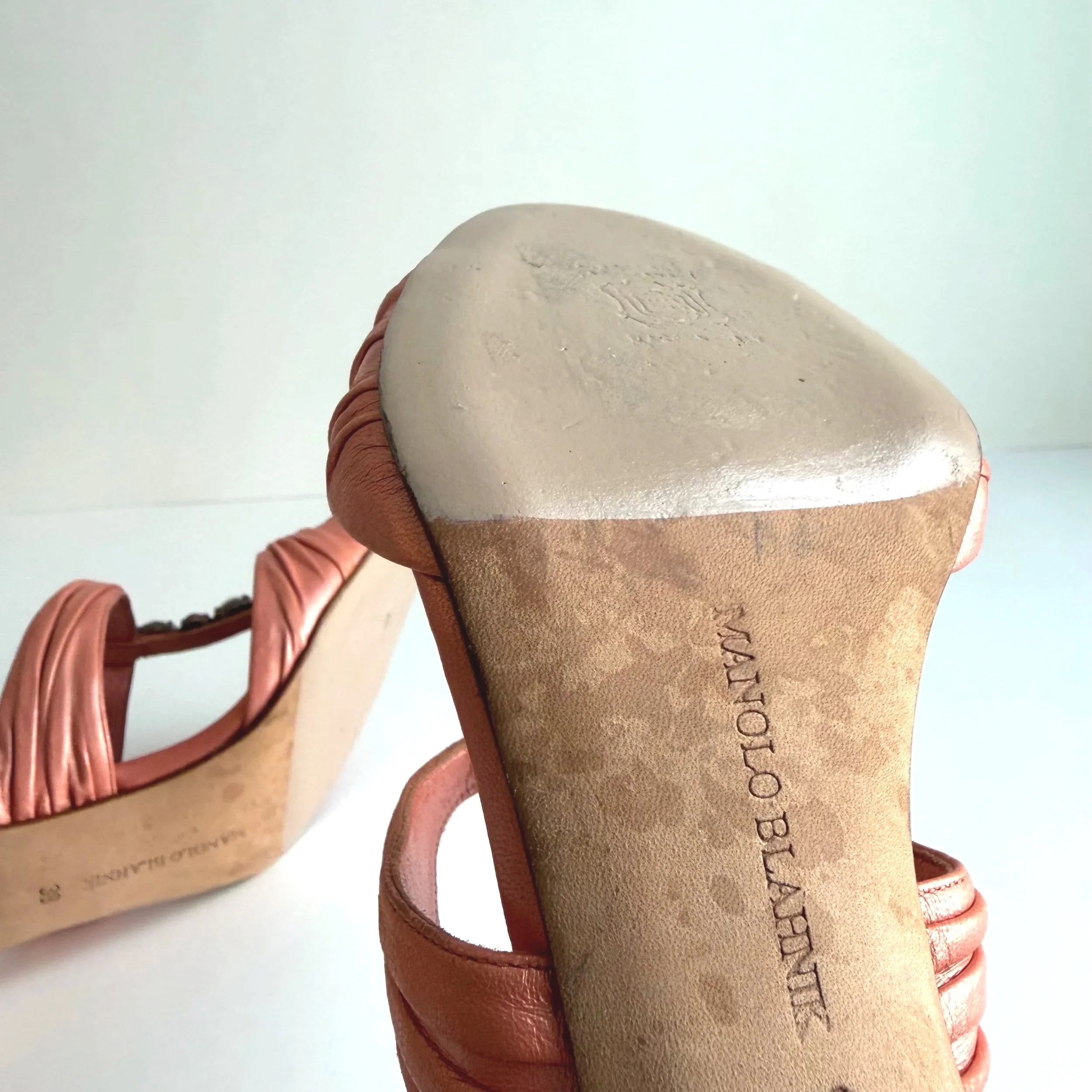 Vtg Coral Jeweled Manolos (39) — image 4