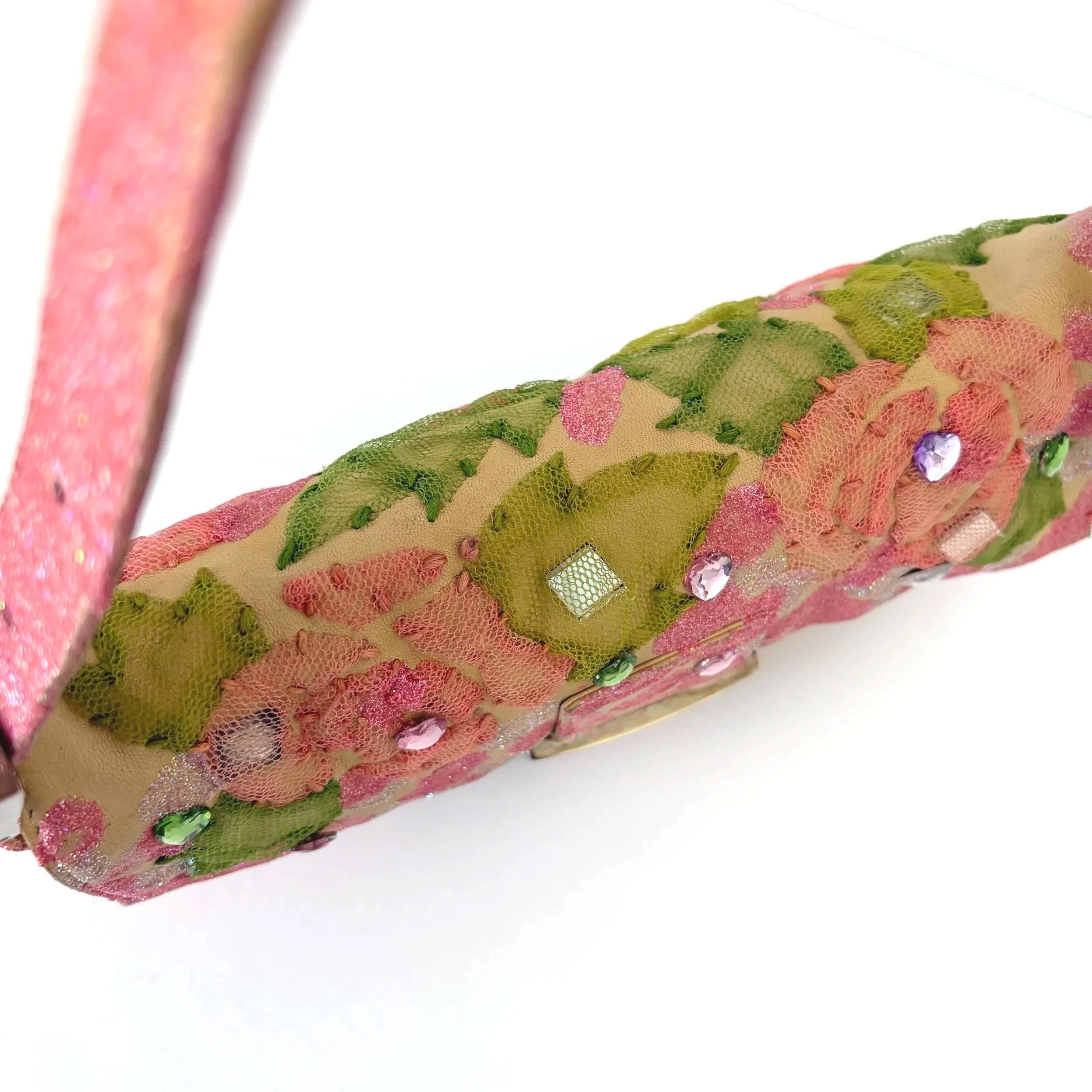 Rare Glittery Pink Floral Lace Fendi Baguette — image 14