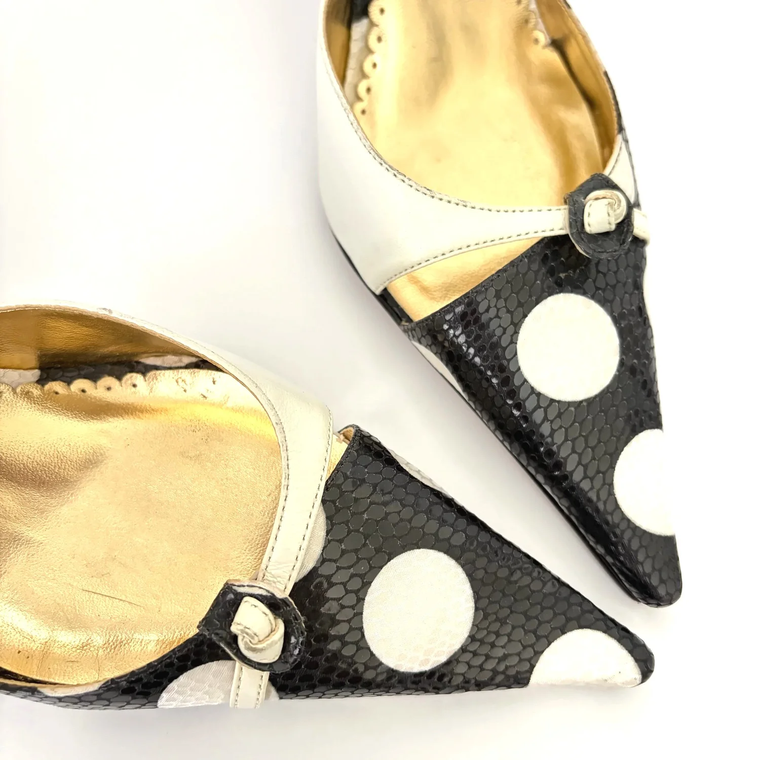 Vtg Brazilian Polka Dot Pointed Heel (10)