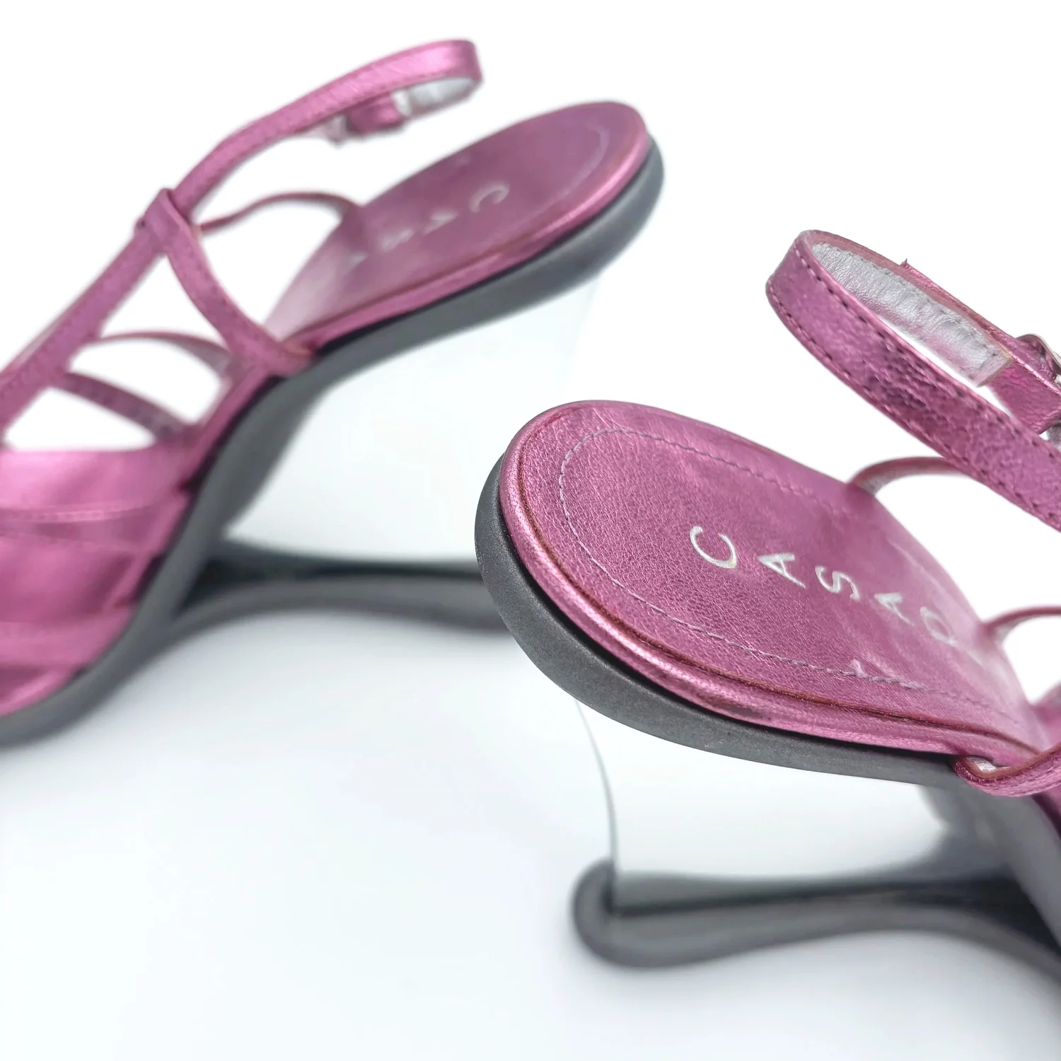 Casadei Pink Acrylic Wedge Heels (36.5)