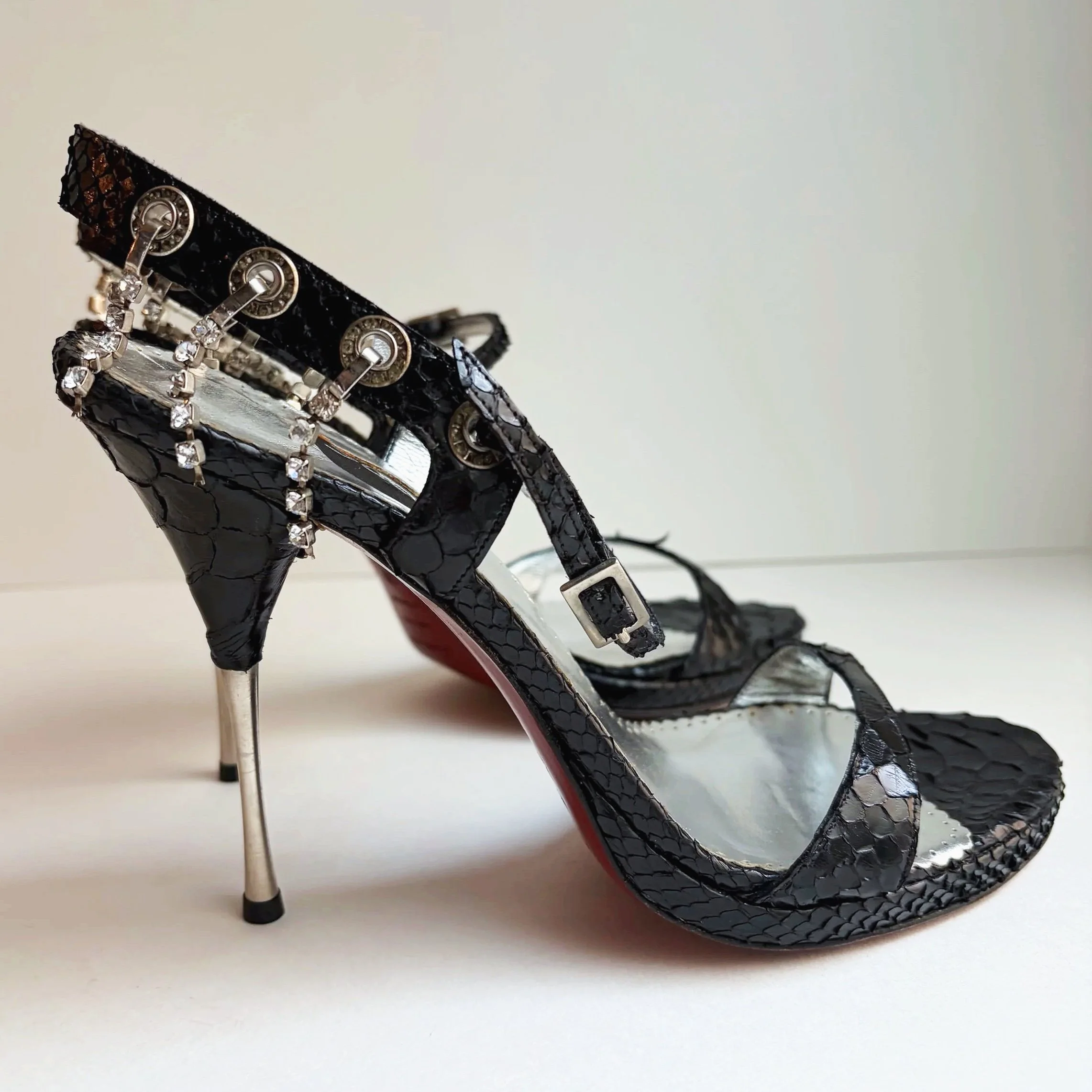 Rare Italian Snakeskin Rhinestone Spike Heel (39.5) — image 2
