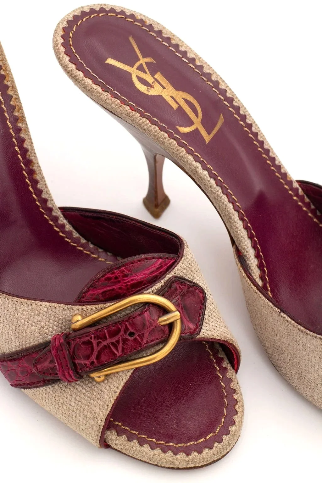 YSL Rive Gauche Crocodile Embossed Mules (40)