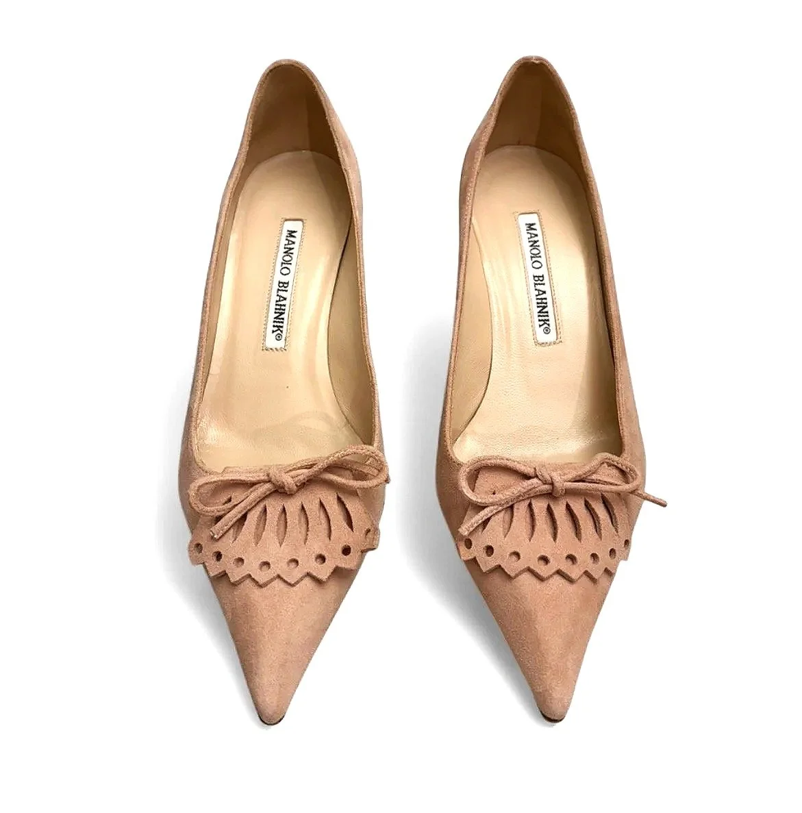 Vintage Manolo Blahnik Pink Fringe Kitten Heel US 6