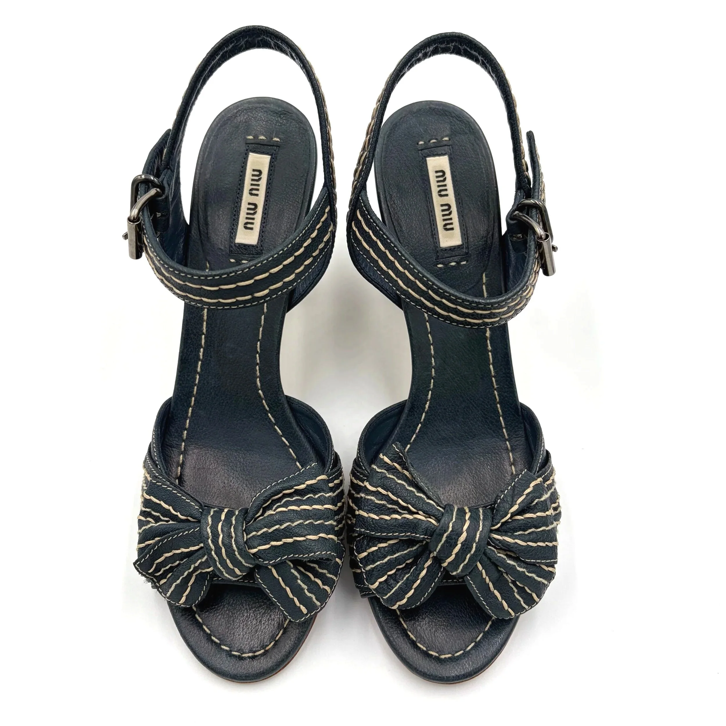 Miu Miu Blue Stitched Heel (39) — image 3