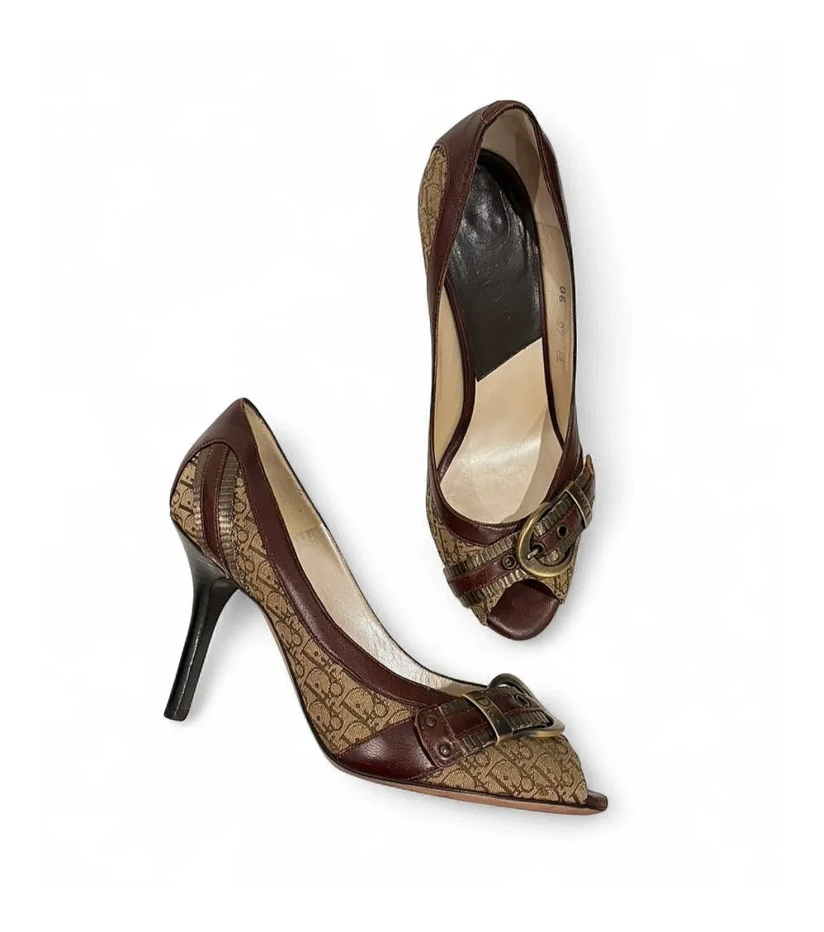 Christian Dior Gaucho peep-toe pumps 37