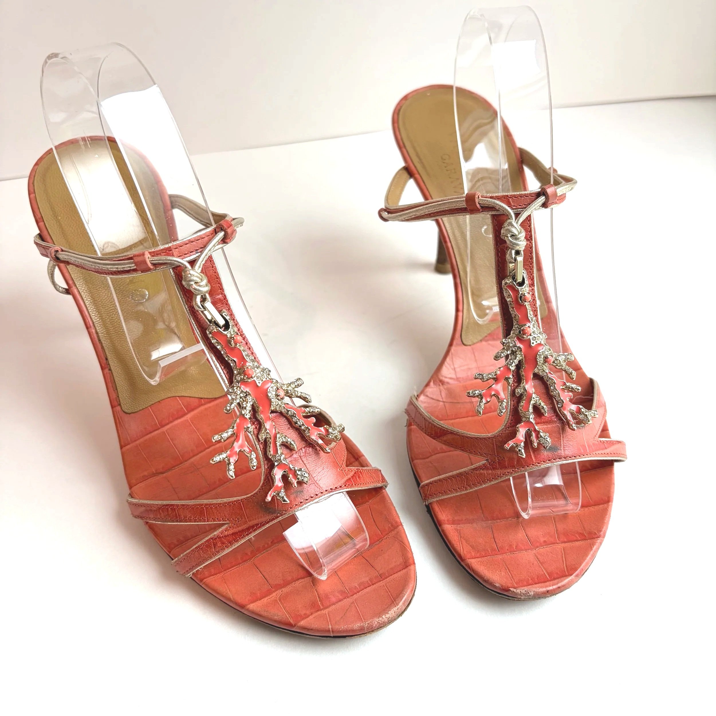 Vtg Valentino Orange Coral Heel (39) — image 2