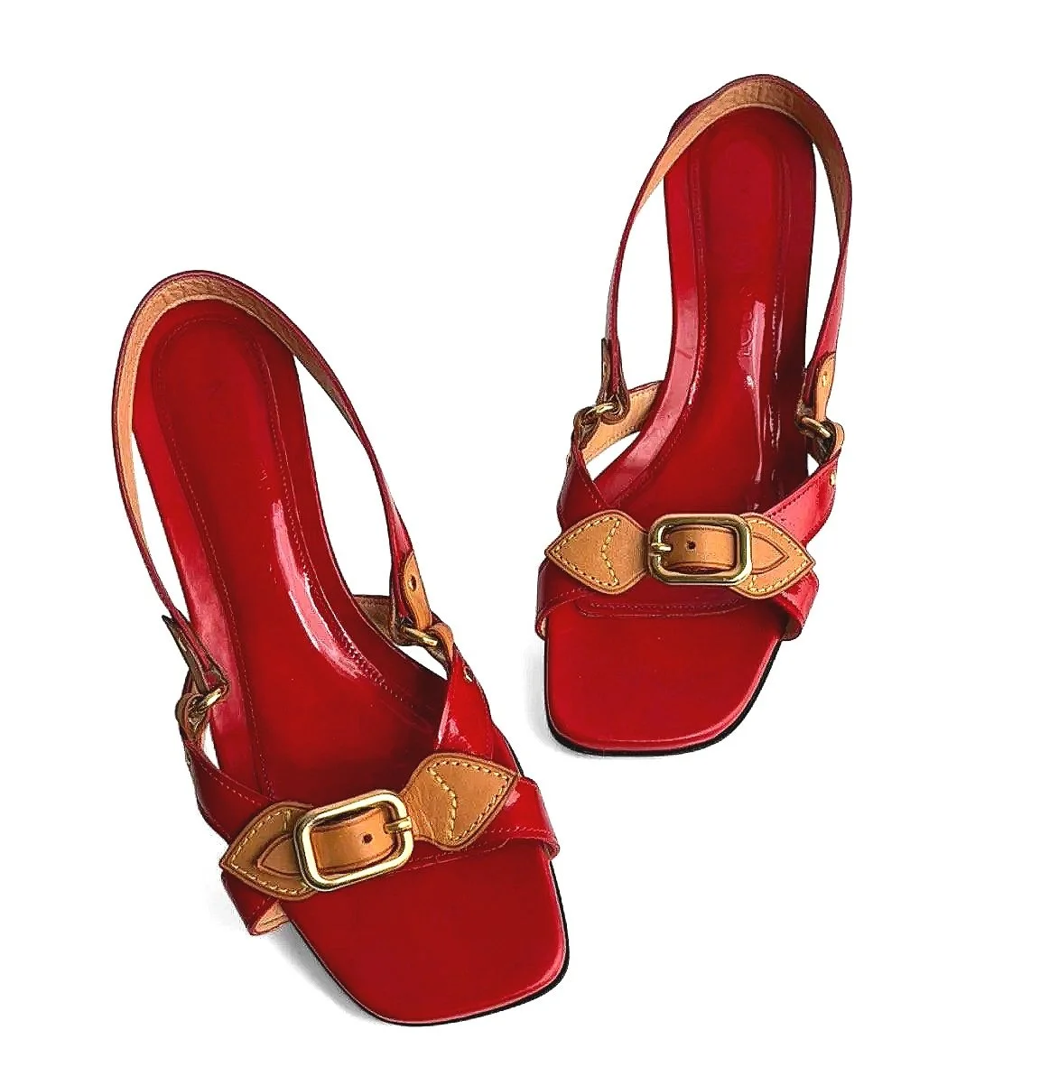 Louis Vuitton Vintage Red Patent Leather Sandals US 6