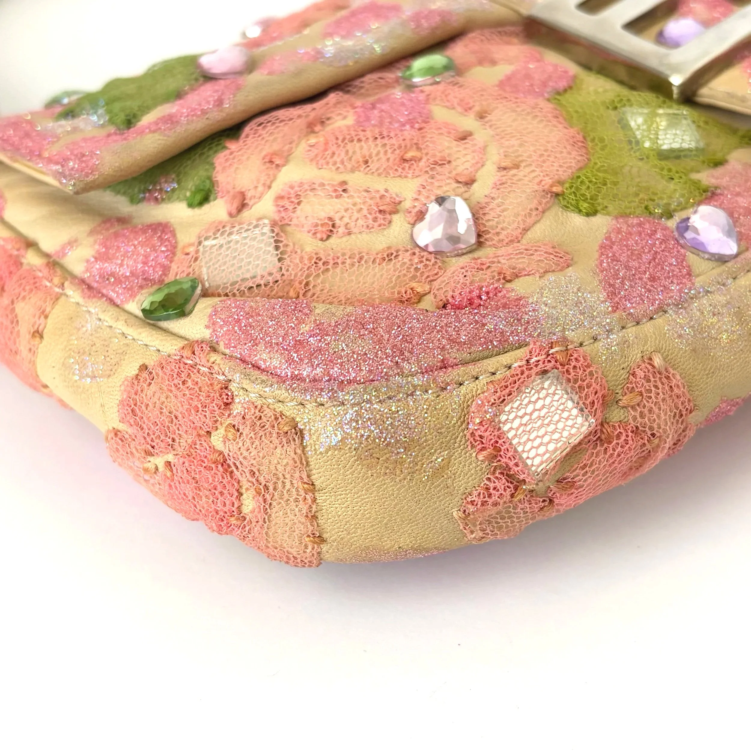 Rare Glittery Pink Floral Lace Fendi Baguette — image 6