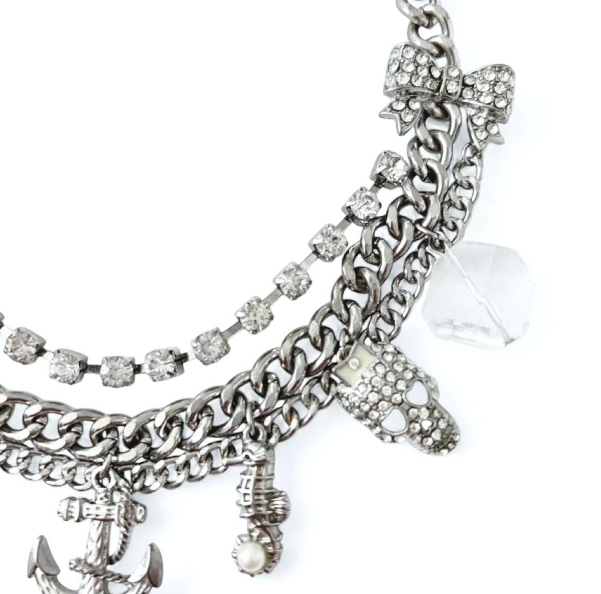 Silver Sea Charm Rhinestone Necklace — image 3