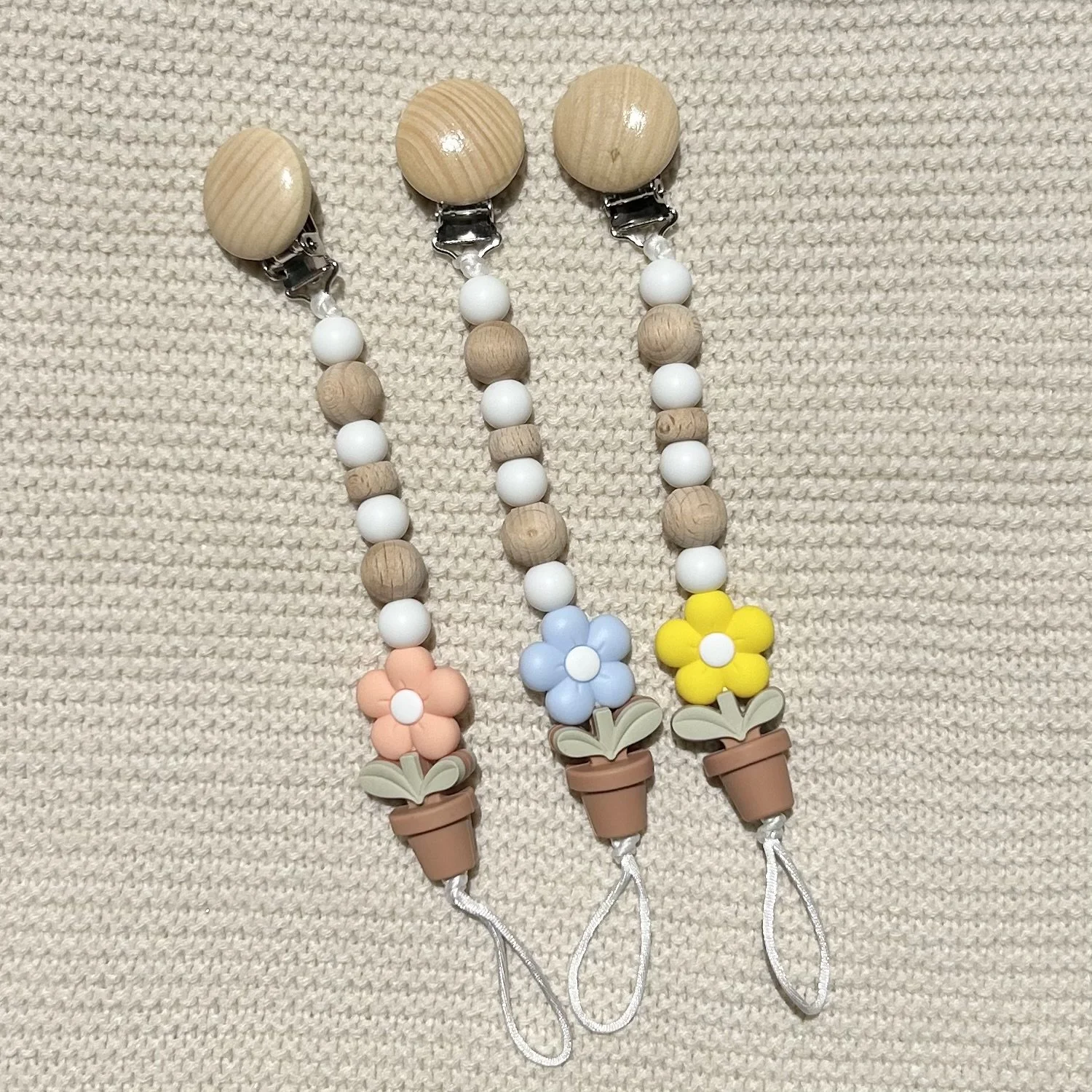 Flower Pot Silicone Pacifier Clip