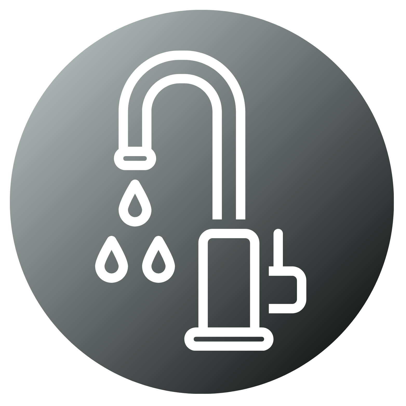 Icon of a faucet with water droplets