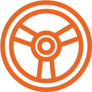 Orange steering wheel icon