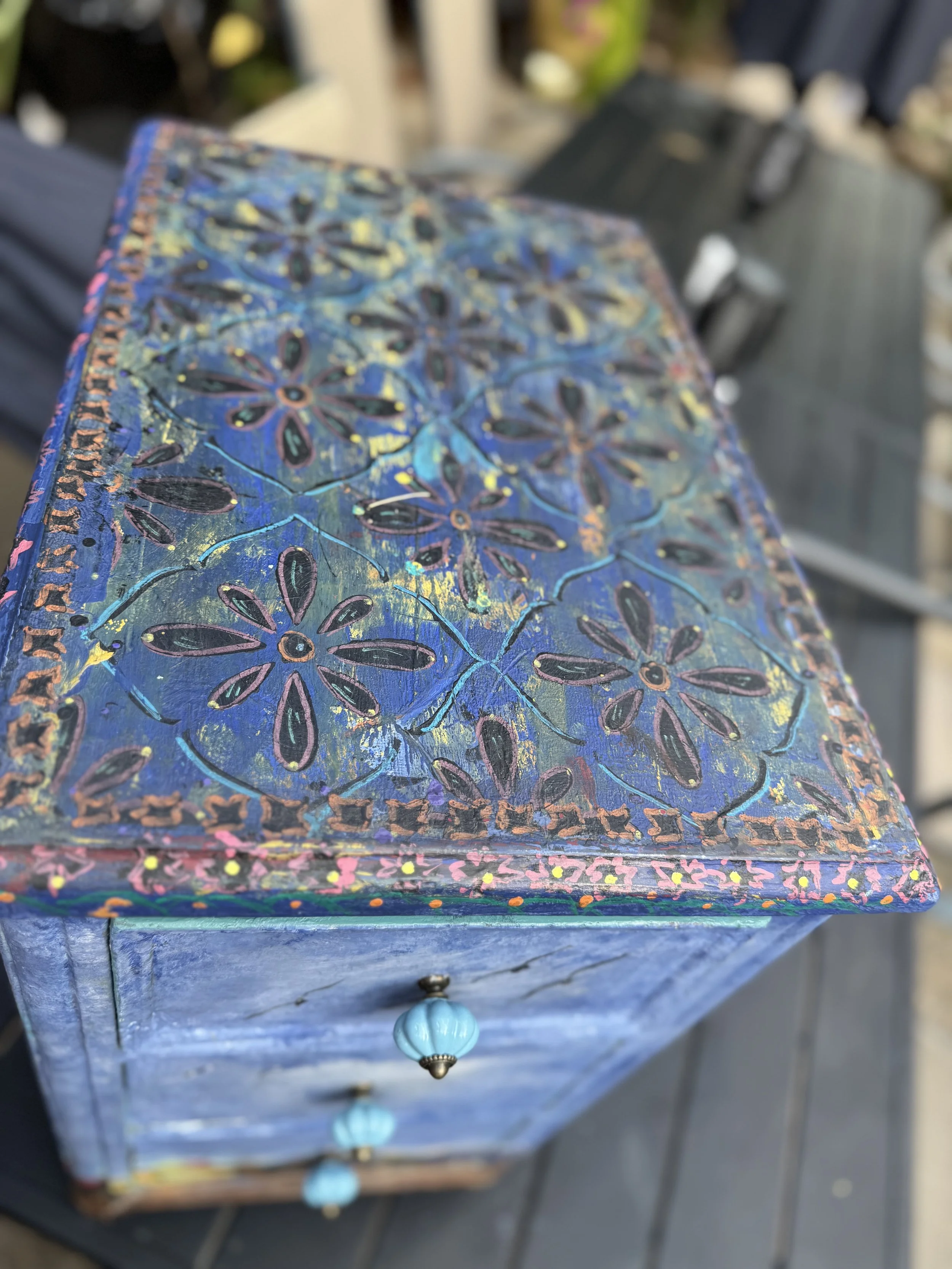 Blue lake nightstand