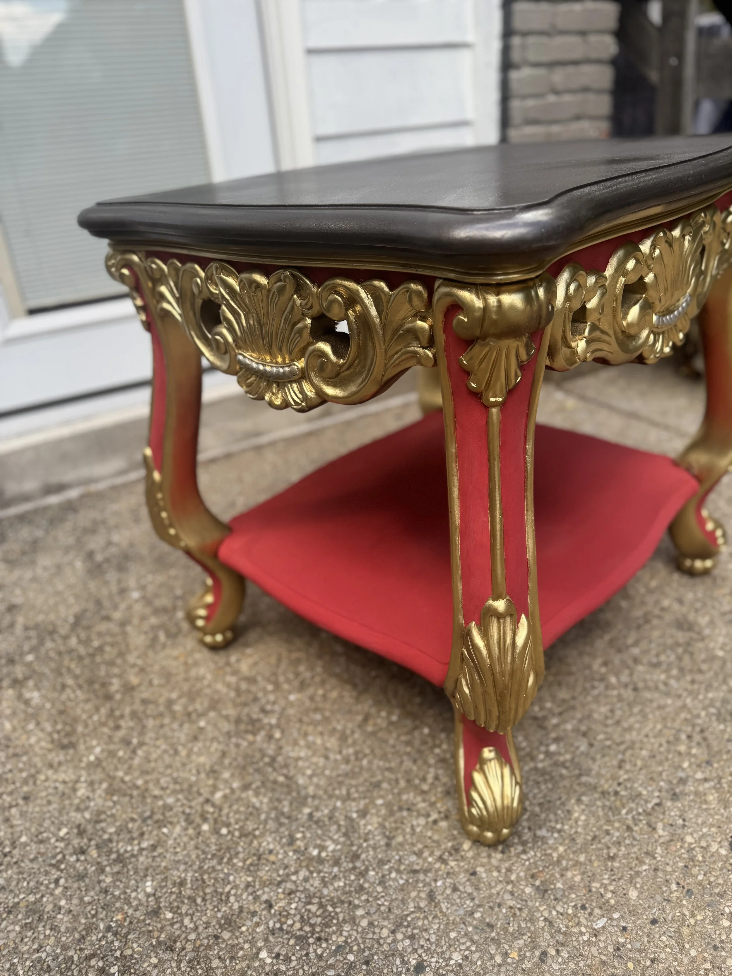 Red and gold end table