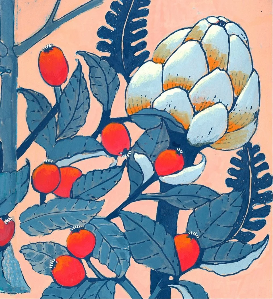 Autumnal Artichoke.. a pink version with the original blue sketchbook version and some imagined blankets 🍁