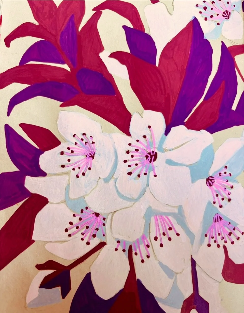 A few photos from different stages of a spread from the 100 day project sketchbook back in May. 

#the100dayproject #sketchbook #cherryblossom