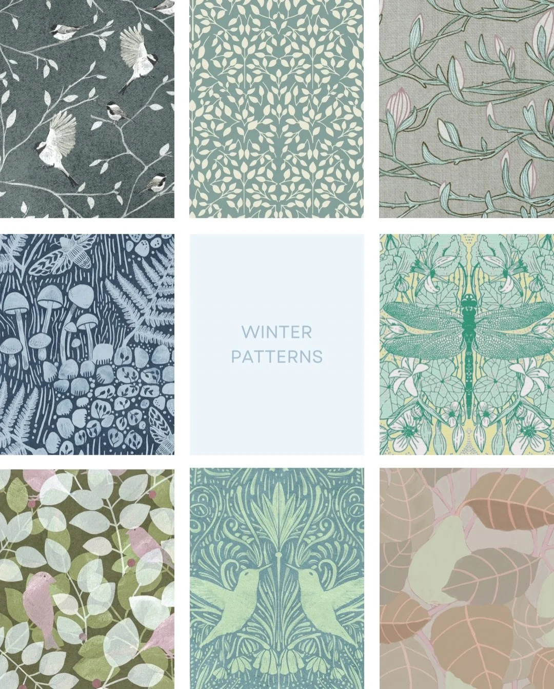 We have been under a blanket of grey fog and clouds for days and days now. I looked for some of my past designs that reflect this same muted color palette. #winterlight