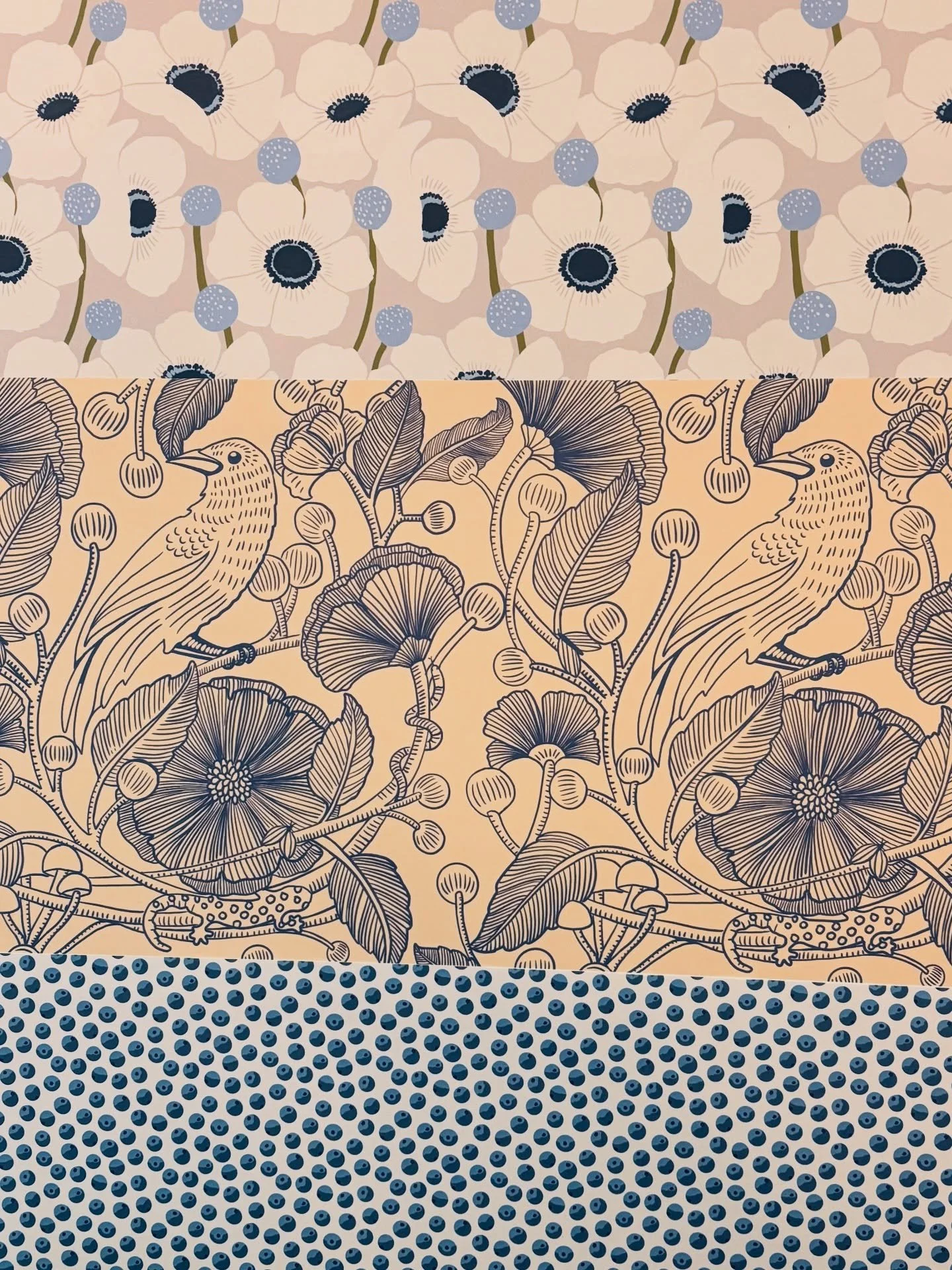 Testing out some peel and stick wallpaper from @spoonflower with some of my designs. I am really pleased with how they look and how easy it is to get them on the wall! 

#wallpaperdesign