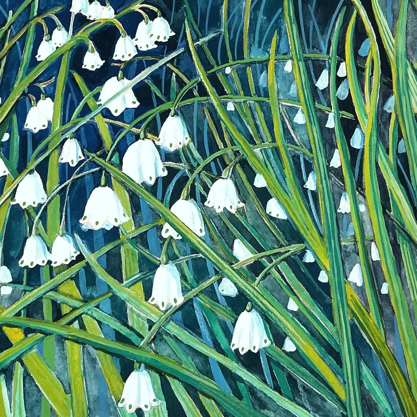 Lily of the Valley, I painted which turned into a pattern - it&rsquo;s all in my new course coming soon called Sanctuary Studio. 🌱 Link is in my bio 🔗