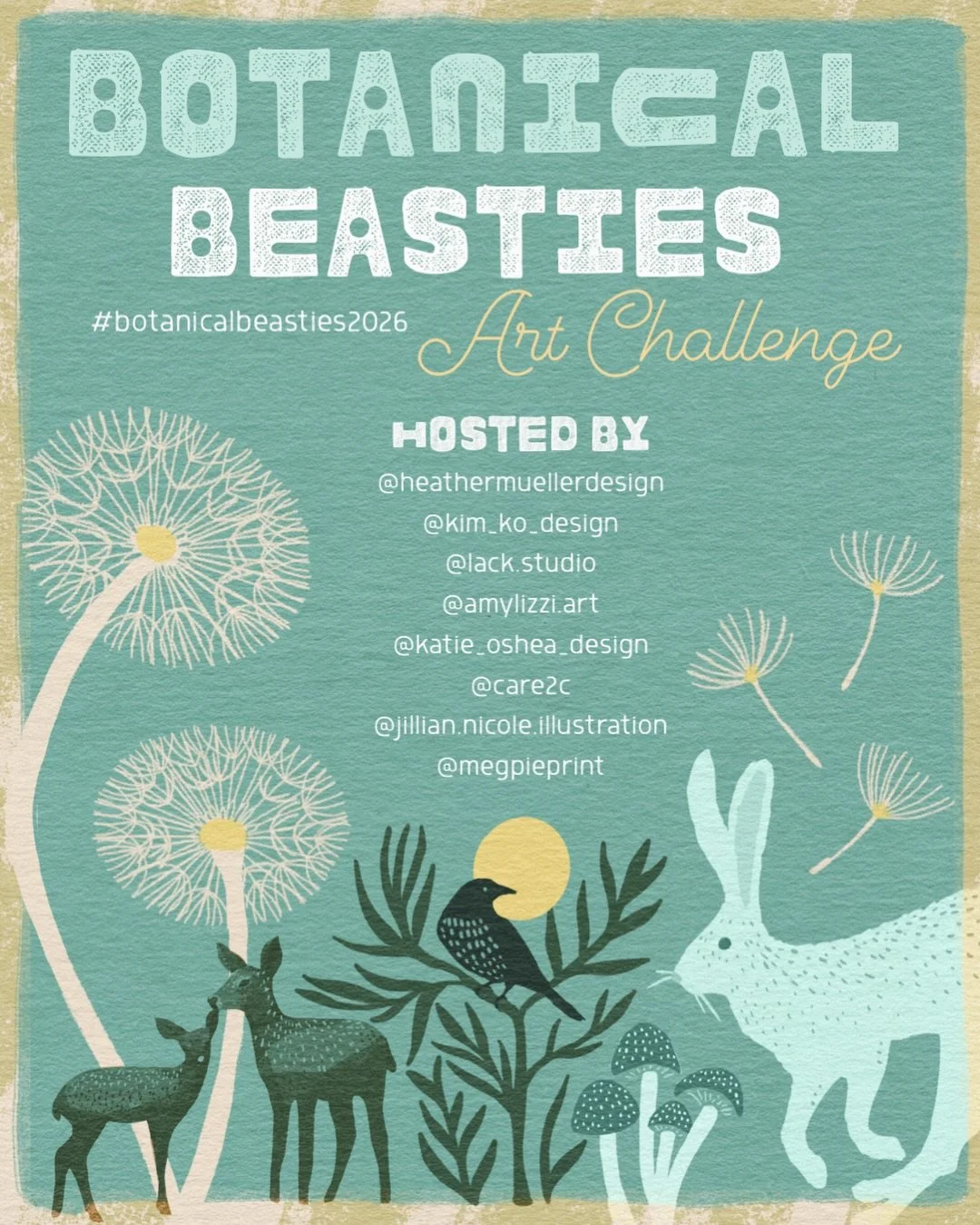 Botanical Beasties 2026 is here! Get ready to join us on Sept 1st for this year&rsquo;s art challenge. Here are a list of the prompts, in case you want to start thinking about it early🩵Don&rsquo;t forget to use the tag #botanicalbeasties2026 and tag