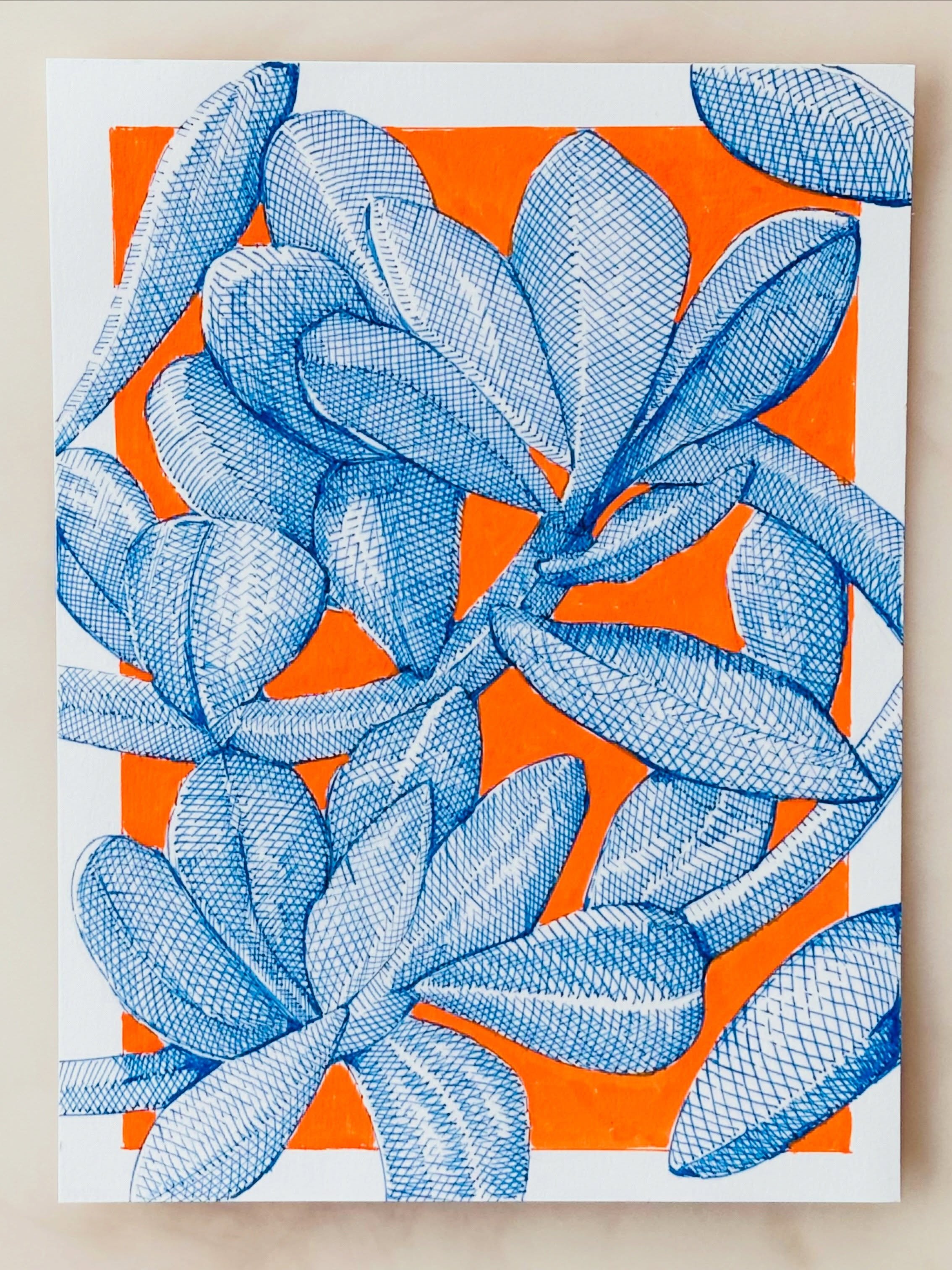 The orange and blue series was one of my favorites to make until my orange marker ran out. Now in available in my shop either as an original or print. #inkdrawings