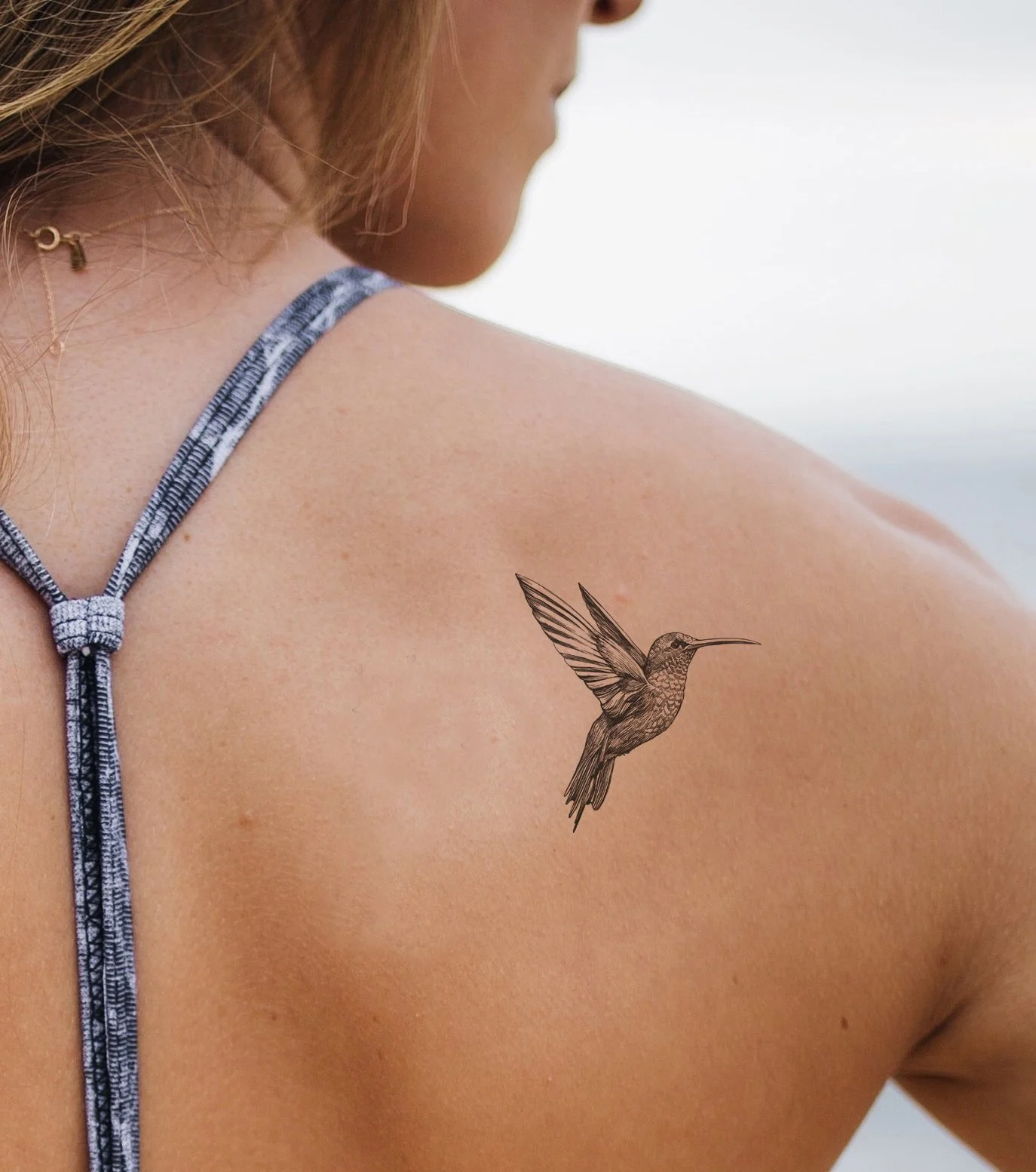 Delicate Hummingbird Temporary Tattoo - 3 inches