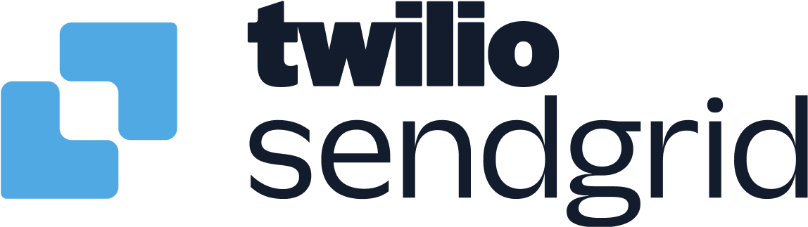 Twilio SendGrid logo with blue graphic and text