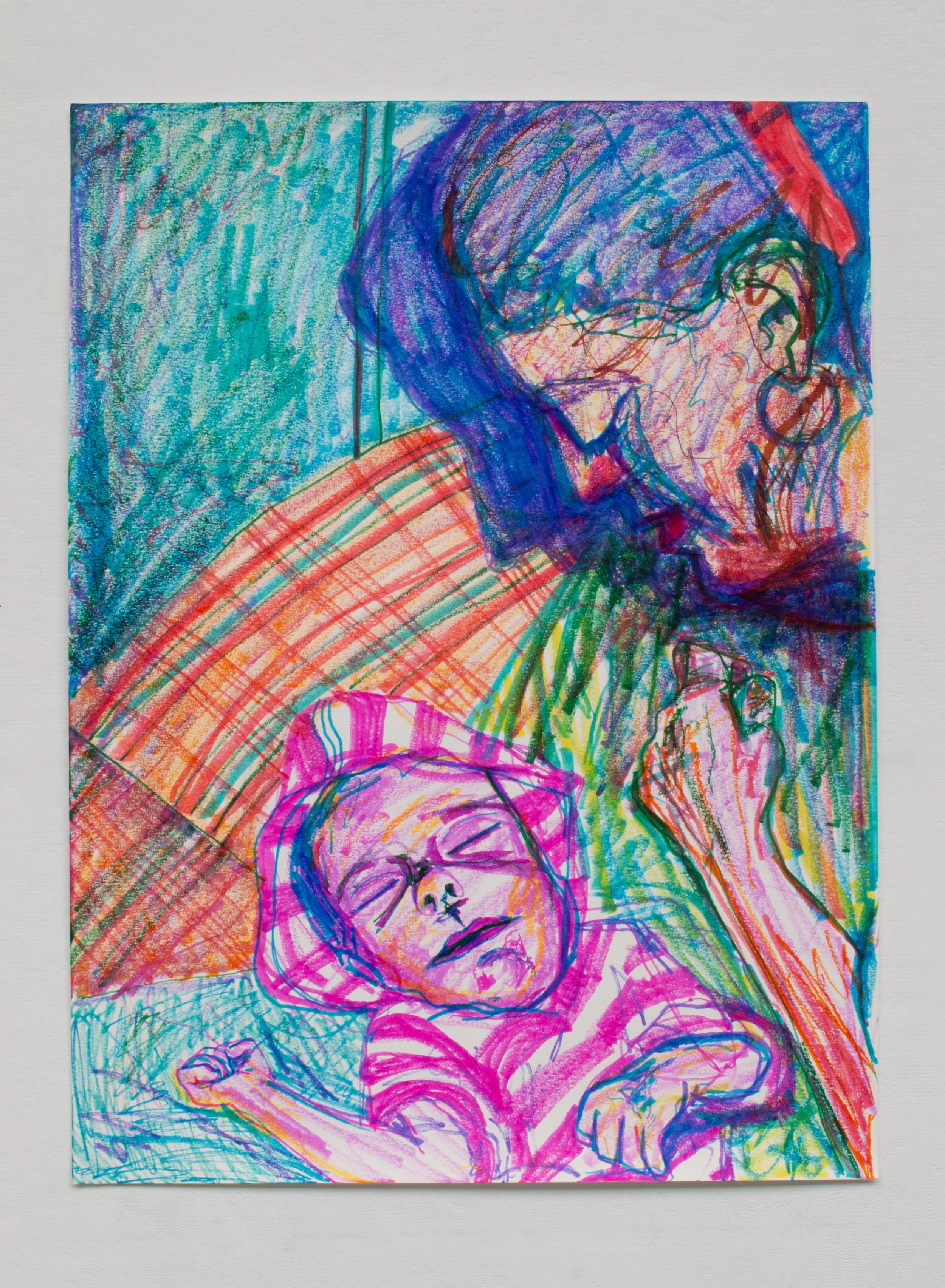 Being held while I rest | 2026 | Crayola Markers on paper | 24 in x 18 in | 60.96 cm x 45.72 cm