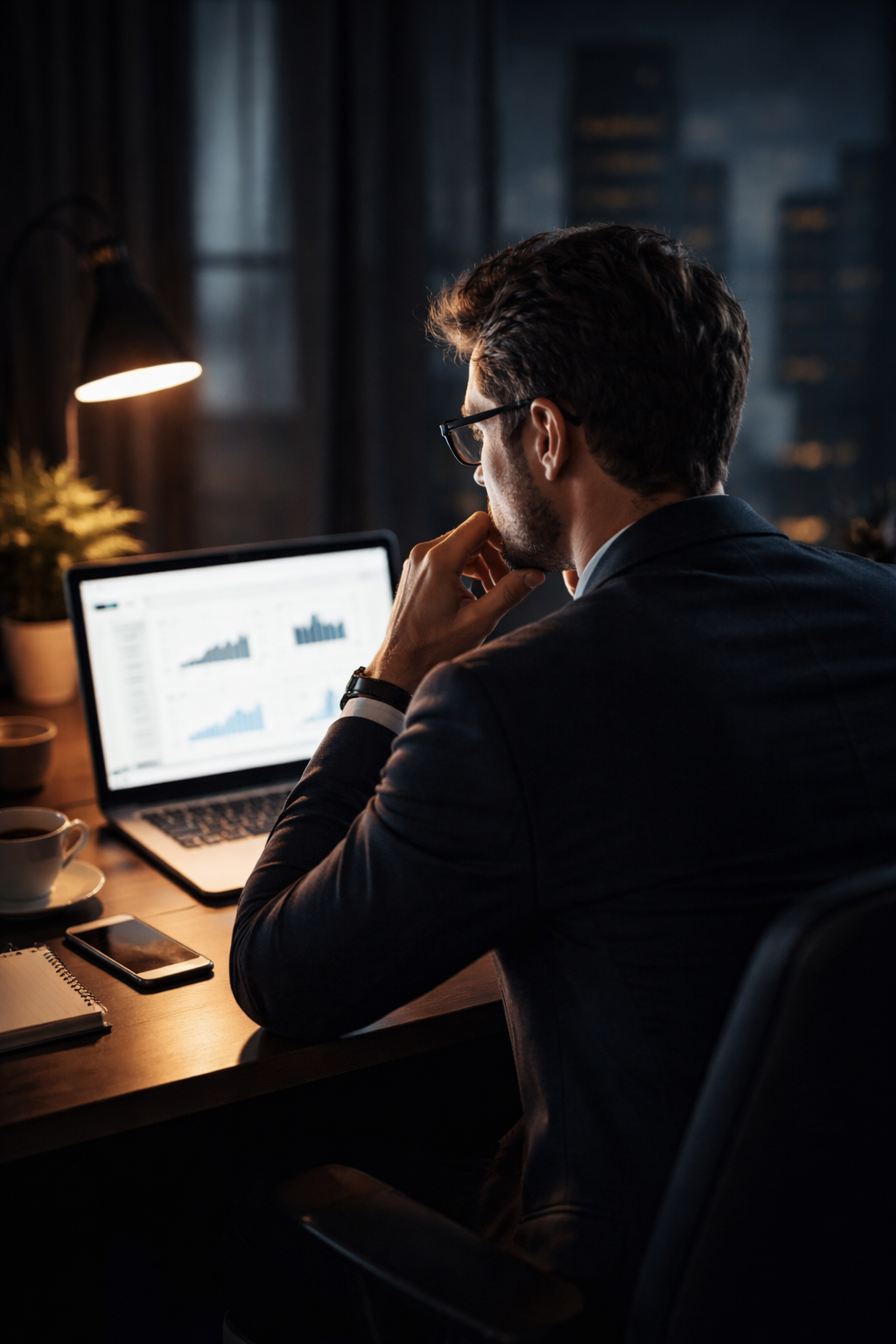 Corporate professional working in a modern office, representing business photography and video services