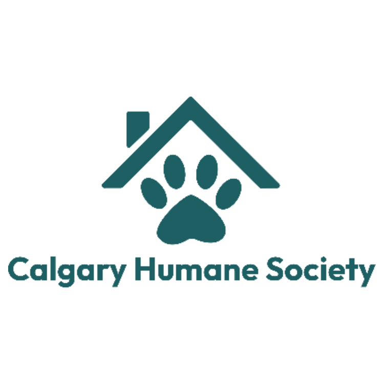 Logo of Calgary Humane Society featuring a house roof with a paw print underneath and the organization's name.