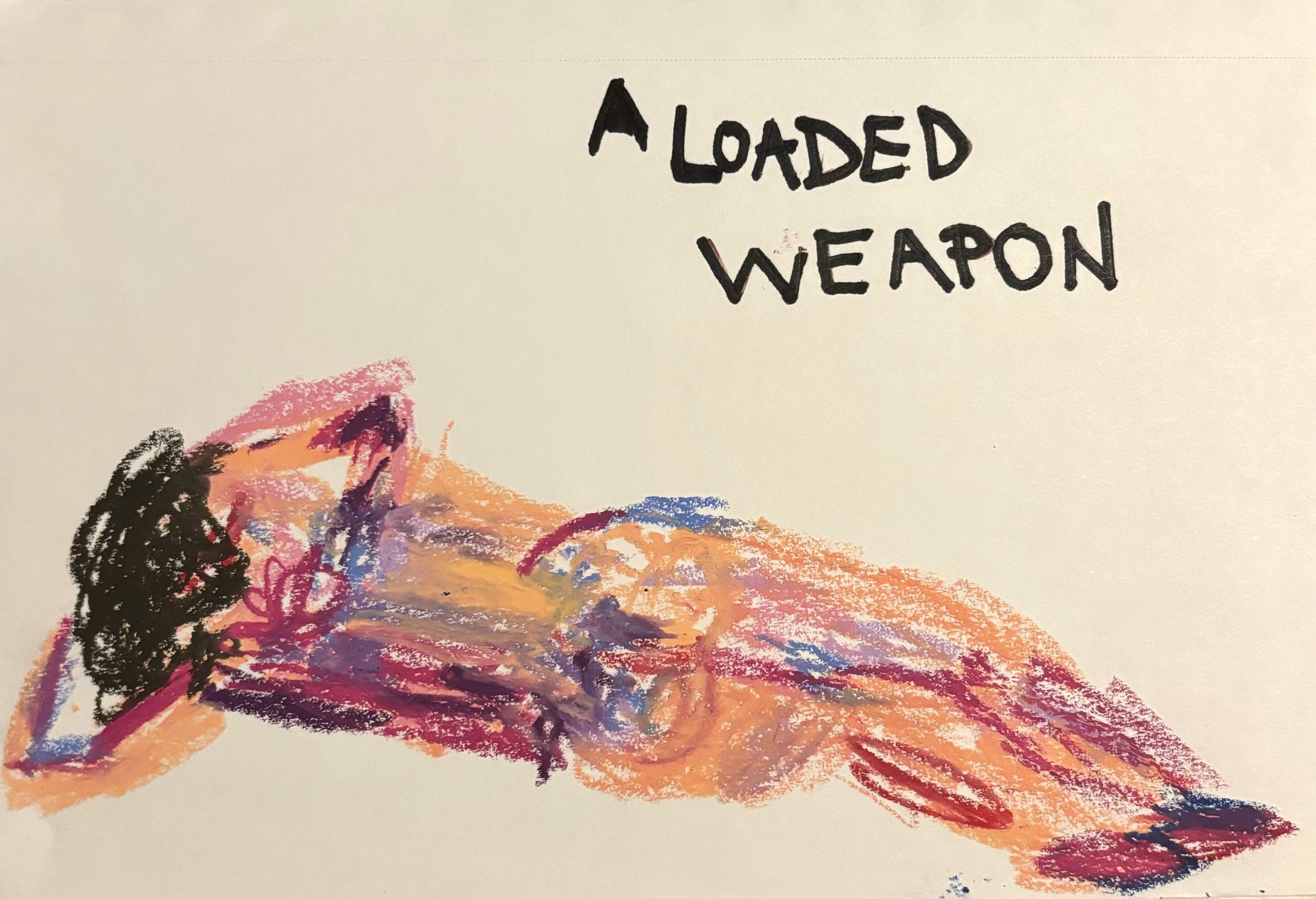 A Loaded Weapon, 2024, oil pastel