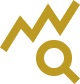 Magnifying glass with a rising arrow and line graph inside, symbolizing data analysis or growth.
