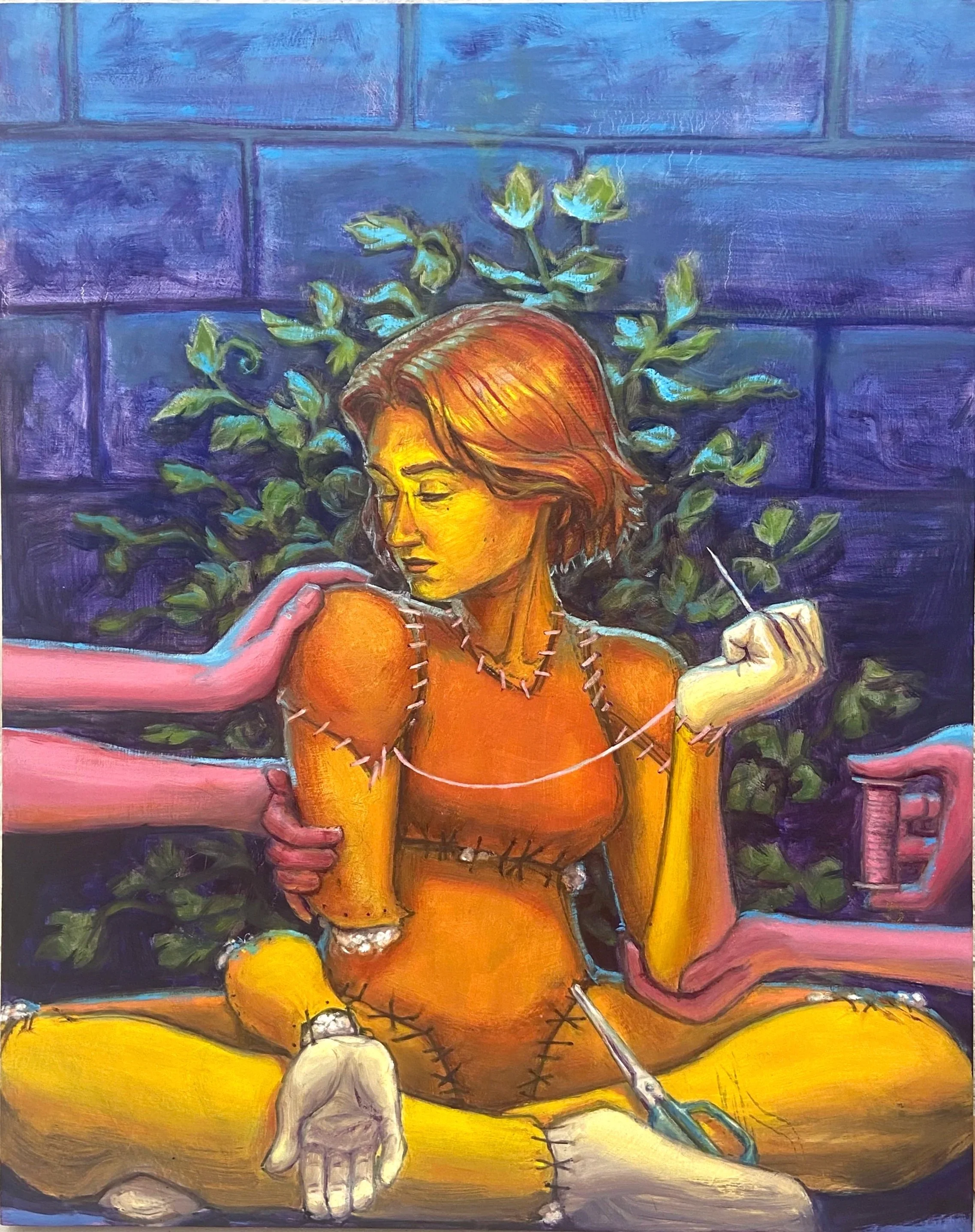 Restitching - Oil on Wood Panel - 2025