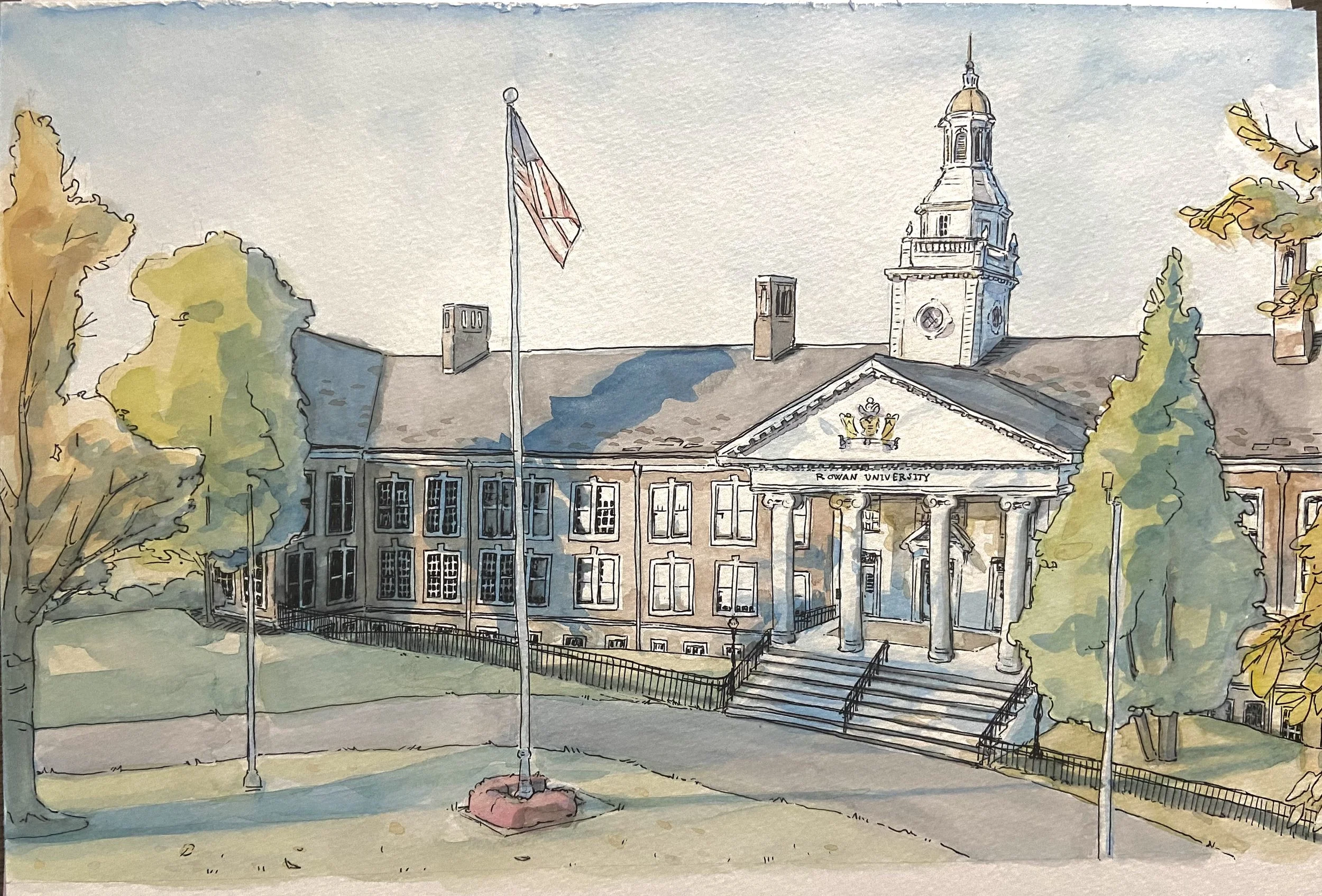 Bunce Hall - Watercolor on Block - 2025