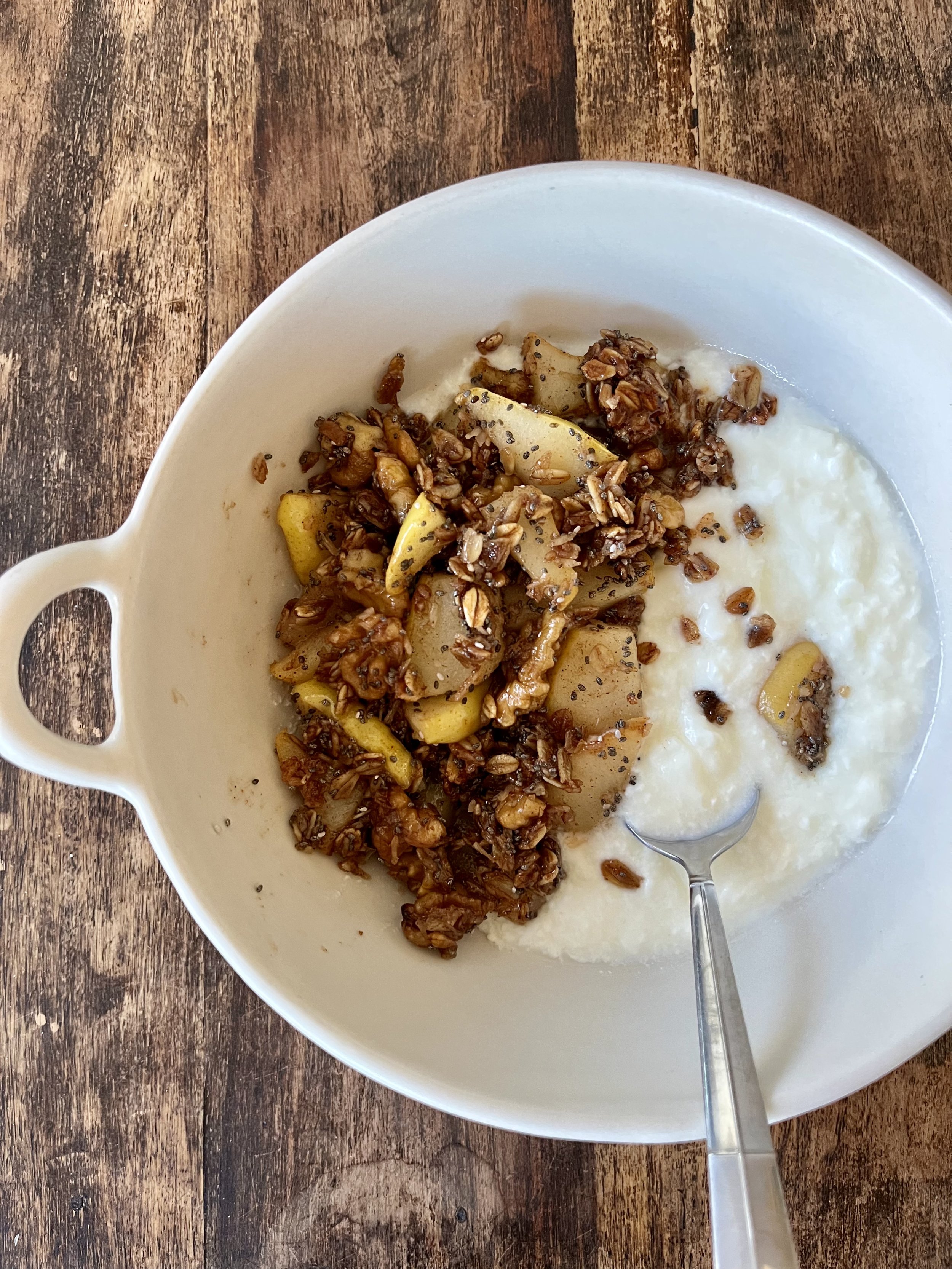 Stovetop Pear & Pecan Crumble with Yogurt