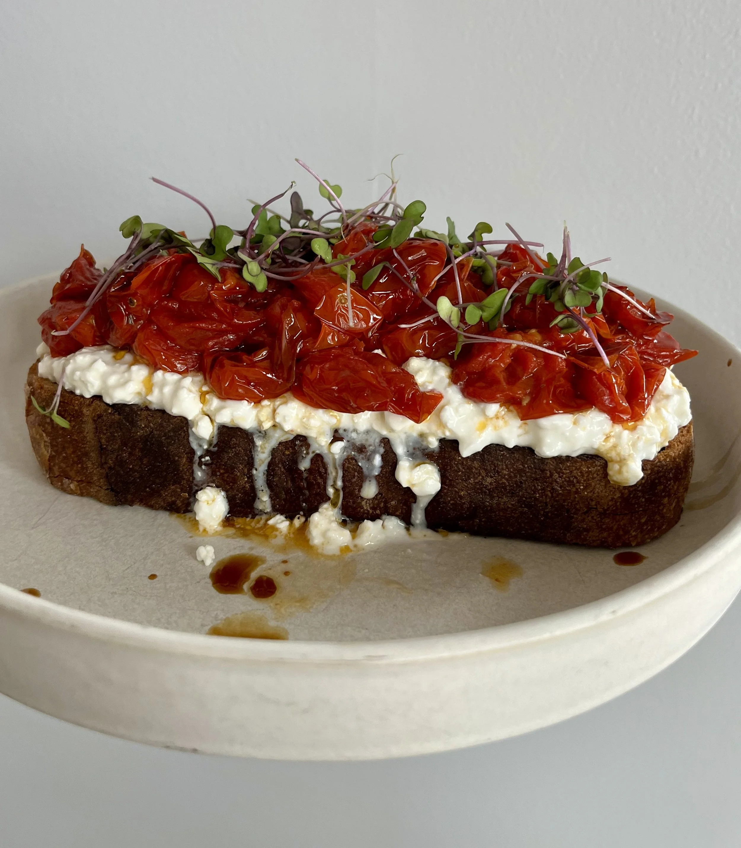 Roasted Garlicky Cherry Tomatoes on Sourdough Toast