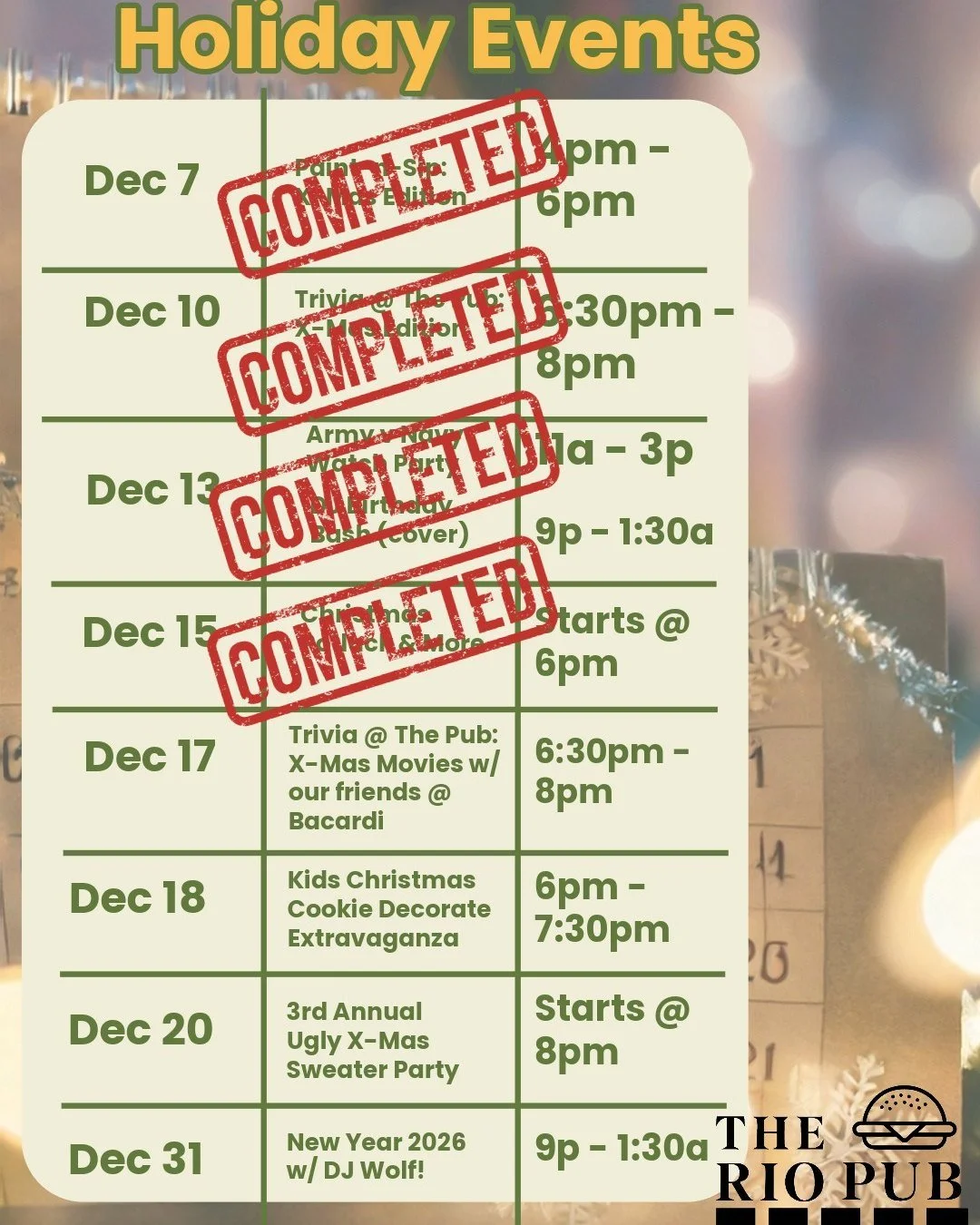 4 events left in the year to celebrate!
Where did 2025 go?