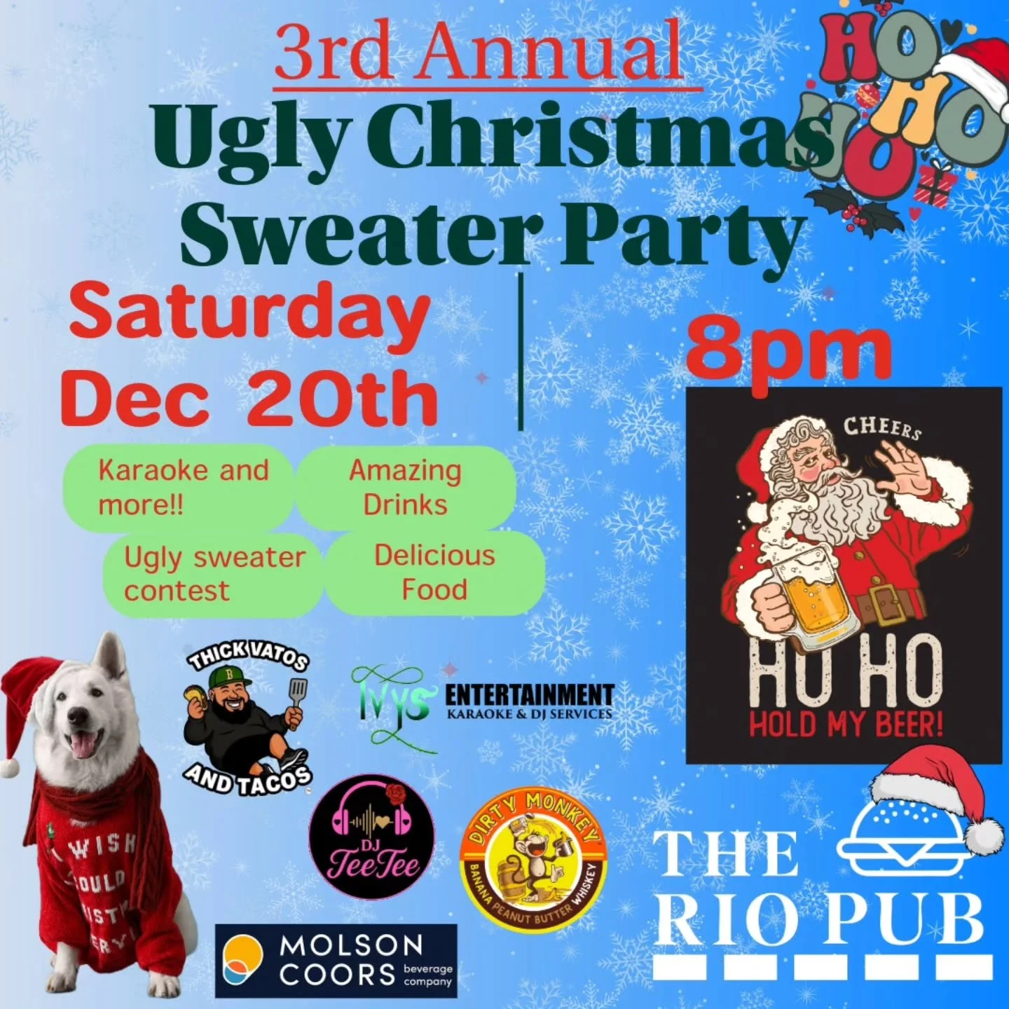 Thanks everyone for showing up and out in your finest ugliest Christmas Sweater! We love spending time with friends and family having a blast!

Congrats to all our raffle winners last night!!

Huge shout out to @djteetee.official @ivysentertainment, 